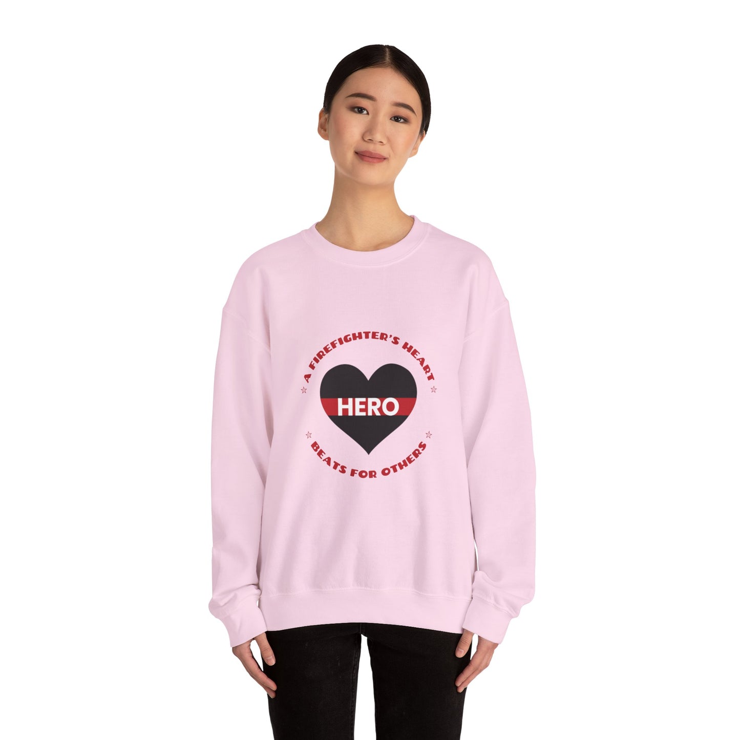 Firefighter Unisex Heavy Blend Crewneck Sweatshirt – A firefighter’s heart beats for others