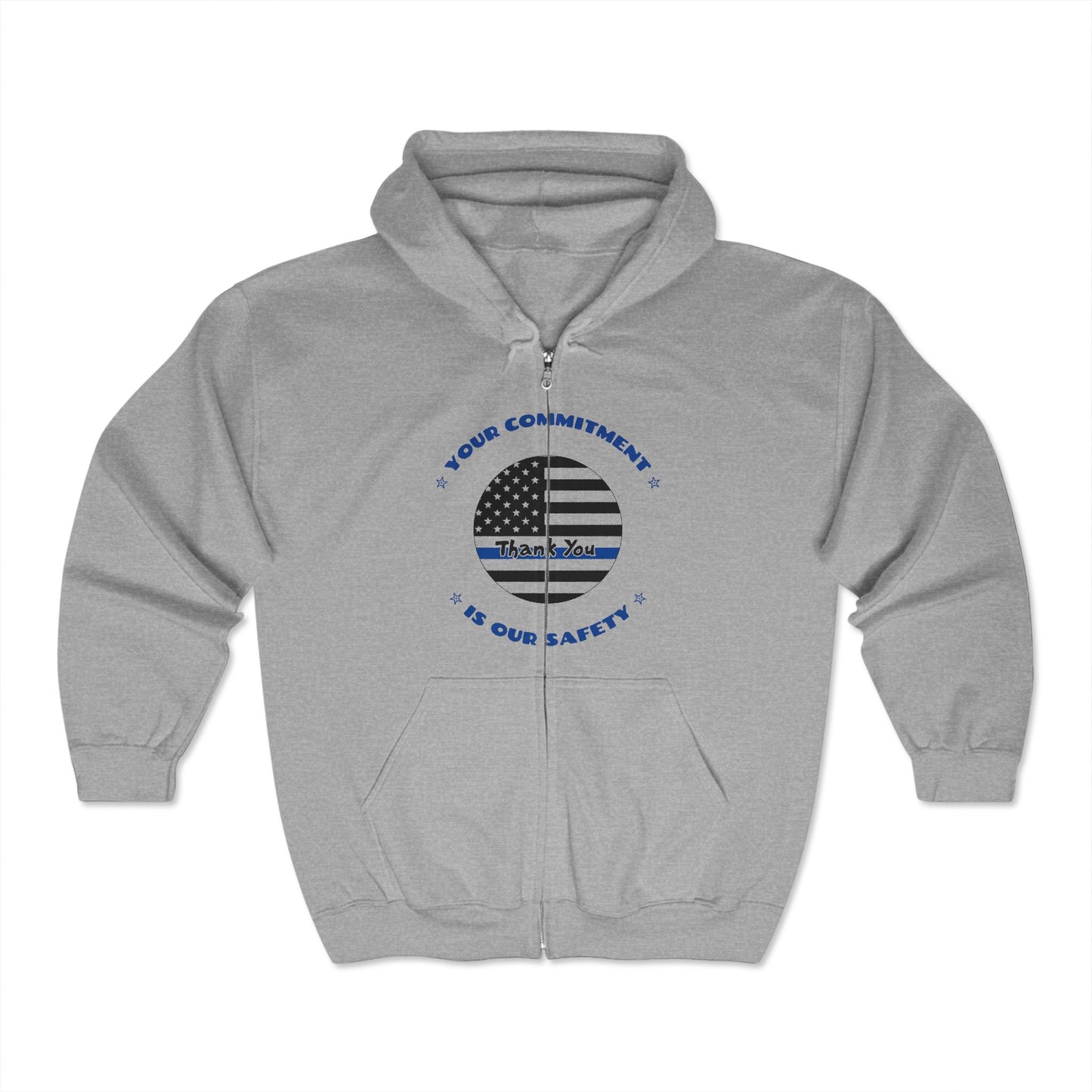 Police Unisex Full Zip Hooded Sweatshirt – Your commitment is our safety