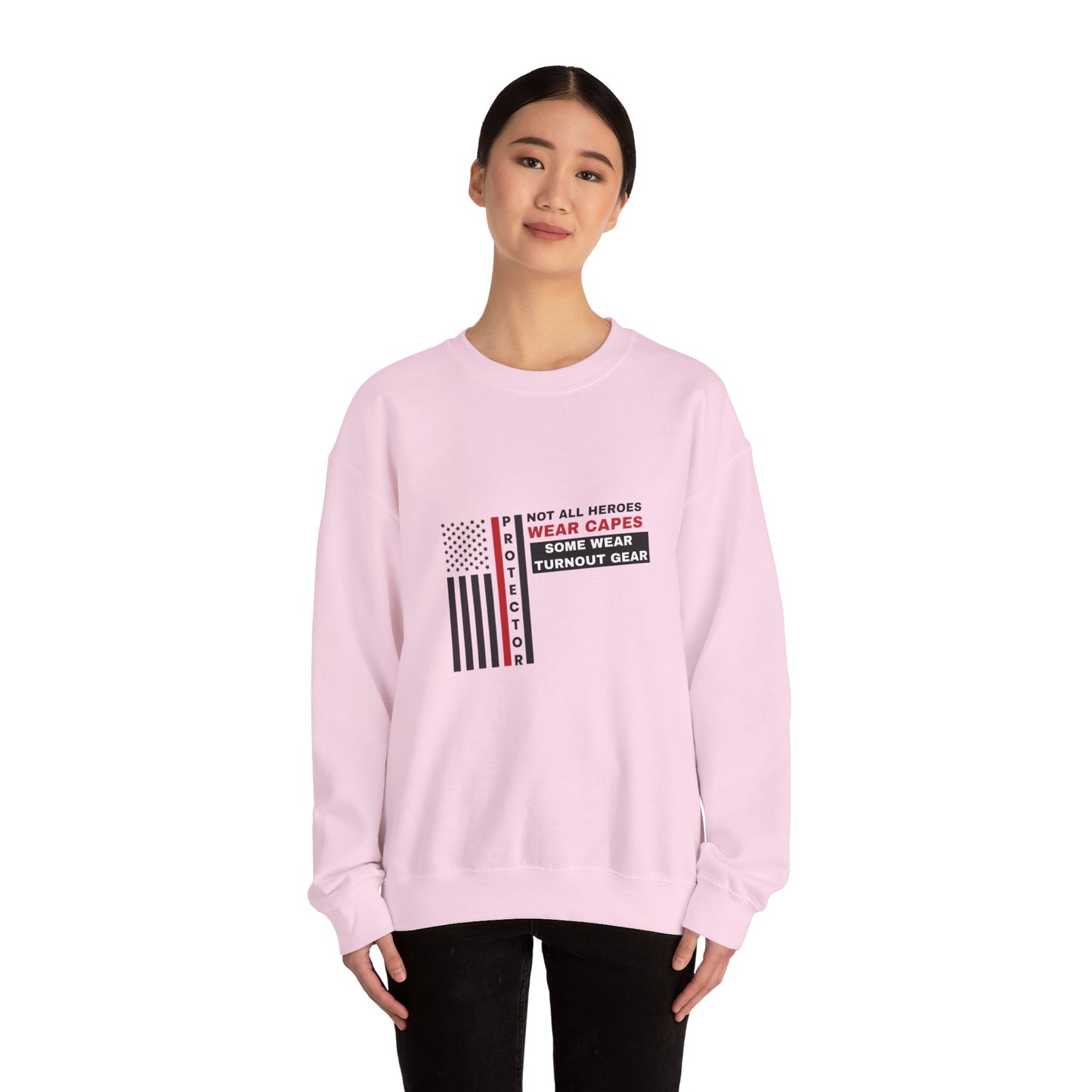 Firefighter Unisex Heavy Blend Crewneck Sweatshirt – Not all heroes wear capes—some wear turnout gear