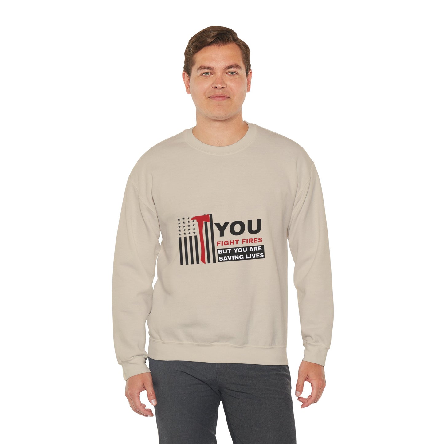 Firefighter Unisex Heavy Blend Crewneck Sweatshirt – You fight fires, but you are saving lives