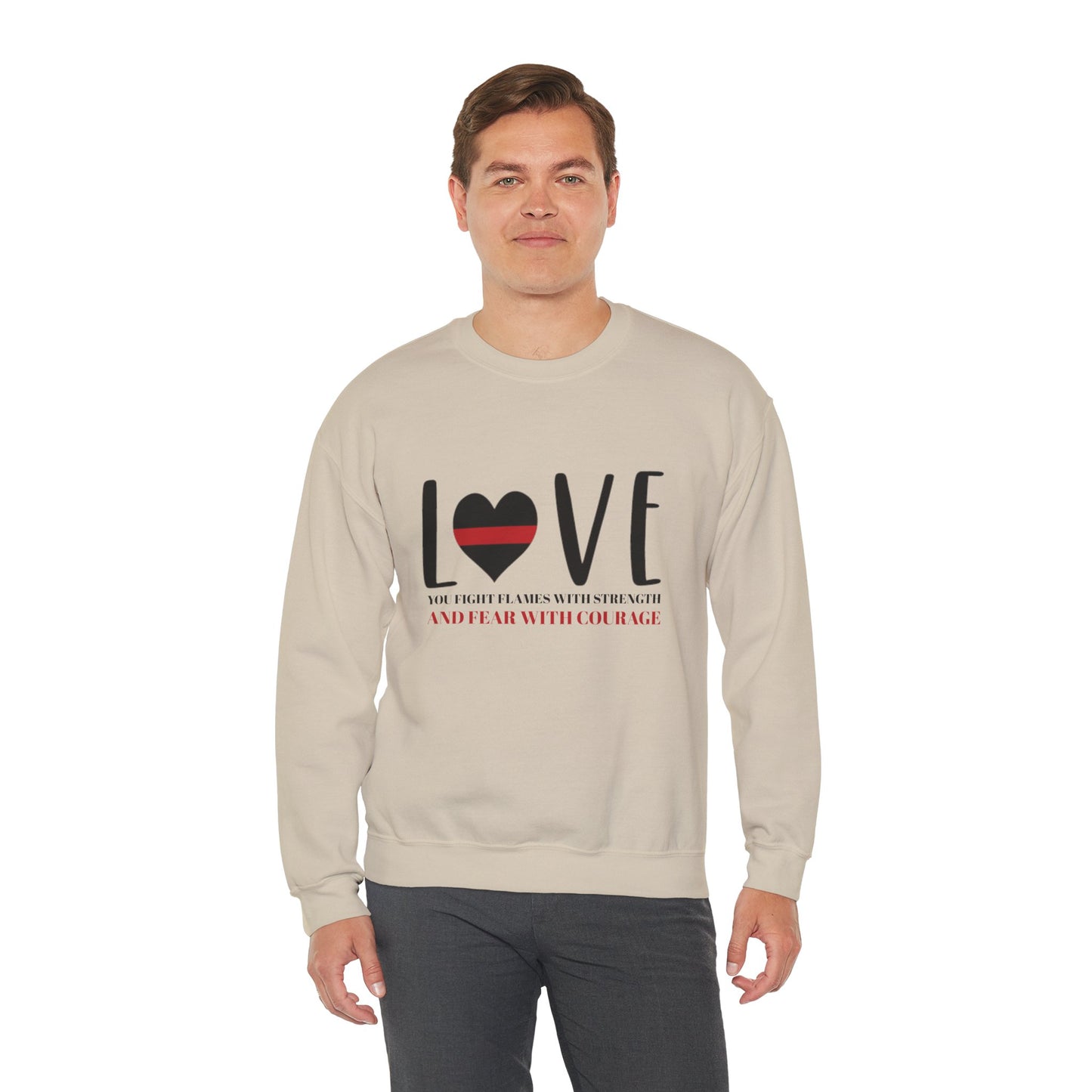 Firefighter Unisex Heavy Blend Crewneck Sweatshirt – You fight flames with strength and fear with courage
