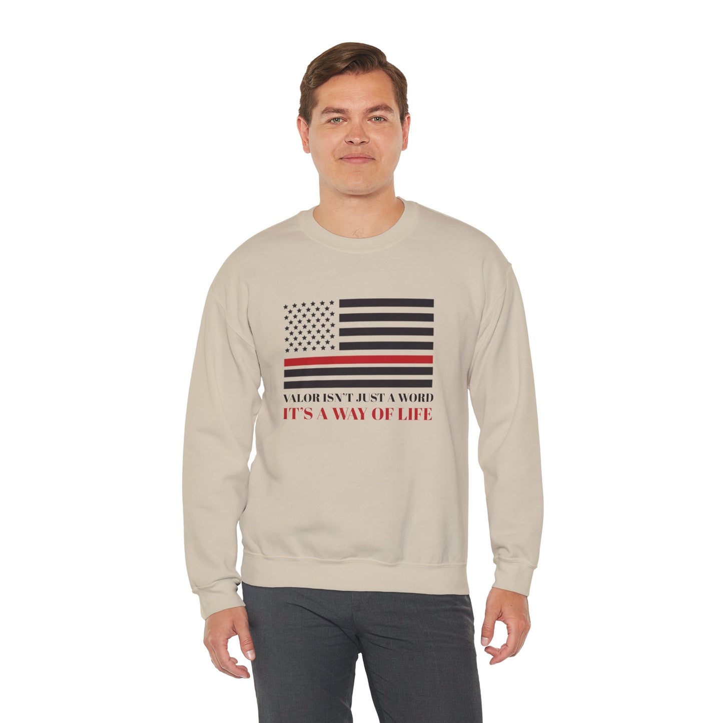 Firefighter Unisex Heavy Blend Crewneck Sweatshirt – Valor isn’t just a word—it’s a way of life