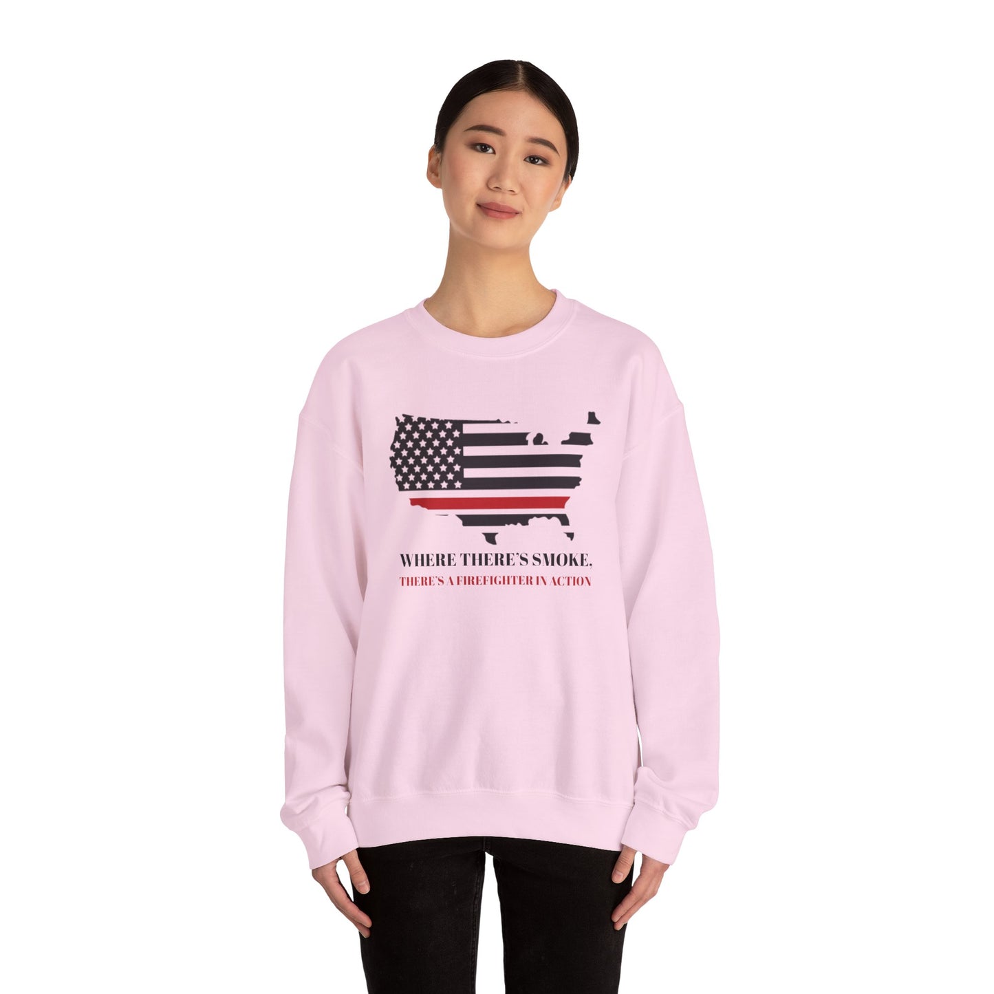 Firefighter Unisex Heavy Blend Crewneck Sweatshirt – Where there’s smoke, there’s a firefighter in action