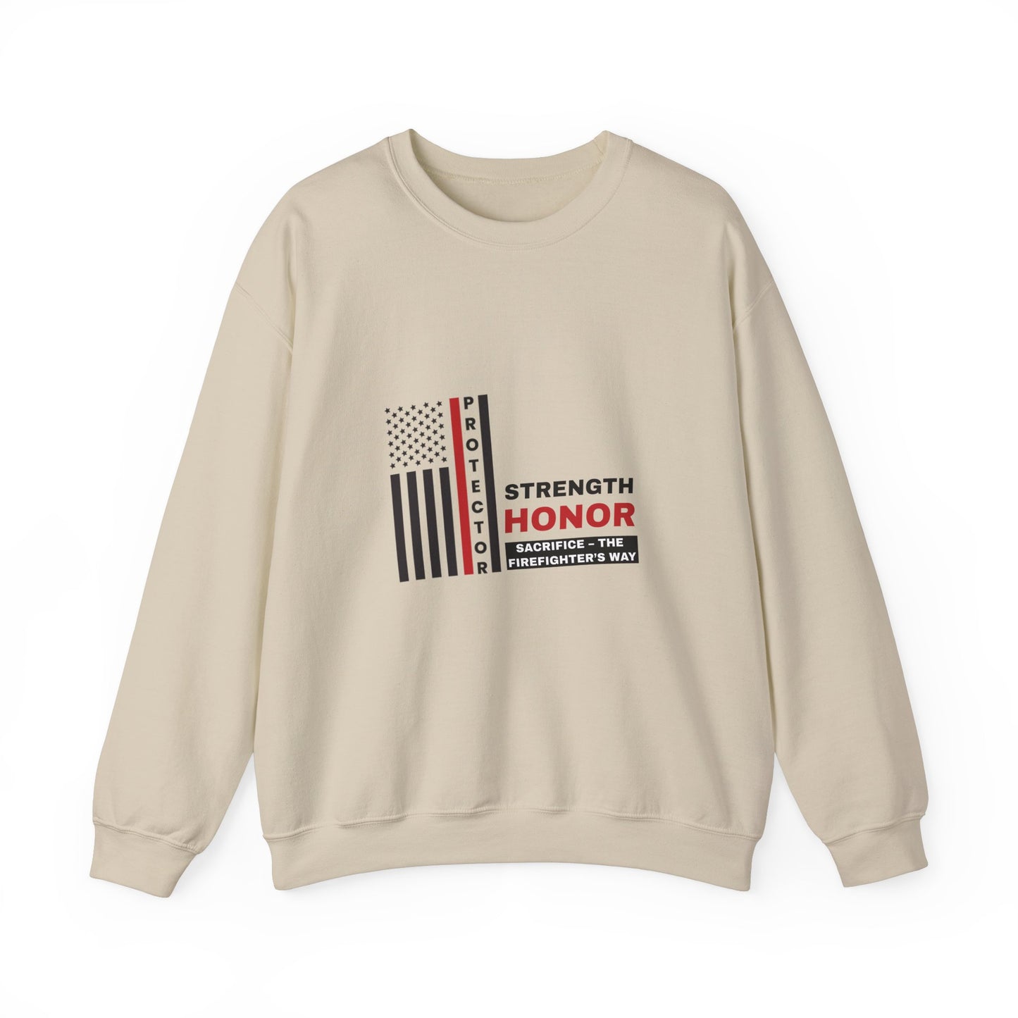 Firefighter Unisex Heavy Blend Crewneck Sweatshirt – Strength, honor, sacrifice – the firefighter’s way