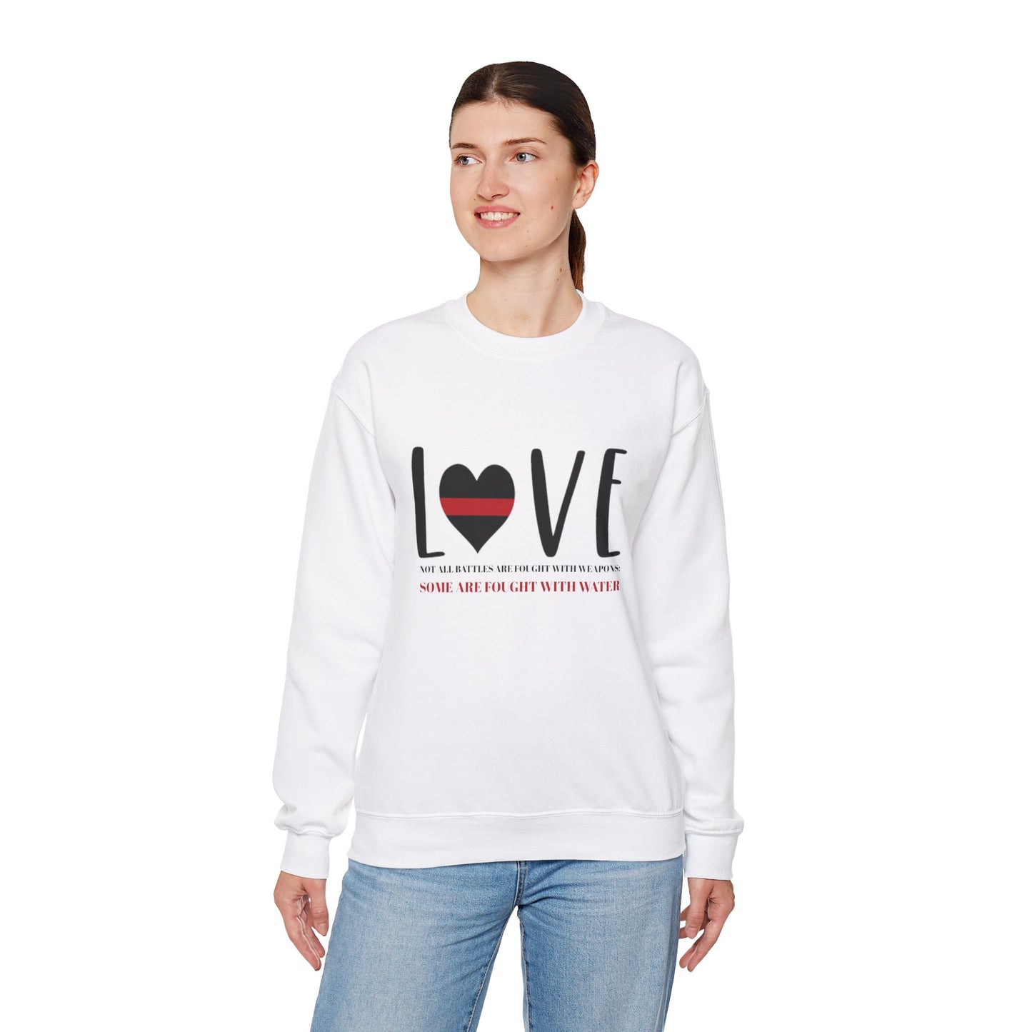 Firefighter Unisex Heavy Blend Crewneck Sweatshirt – Not all battles are fought with weapons; some are fought with water