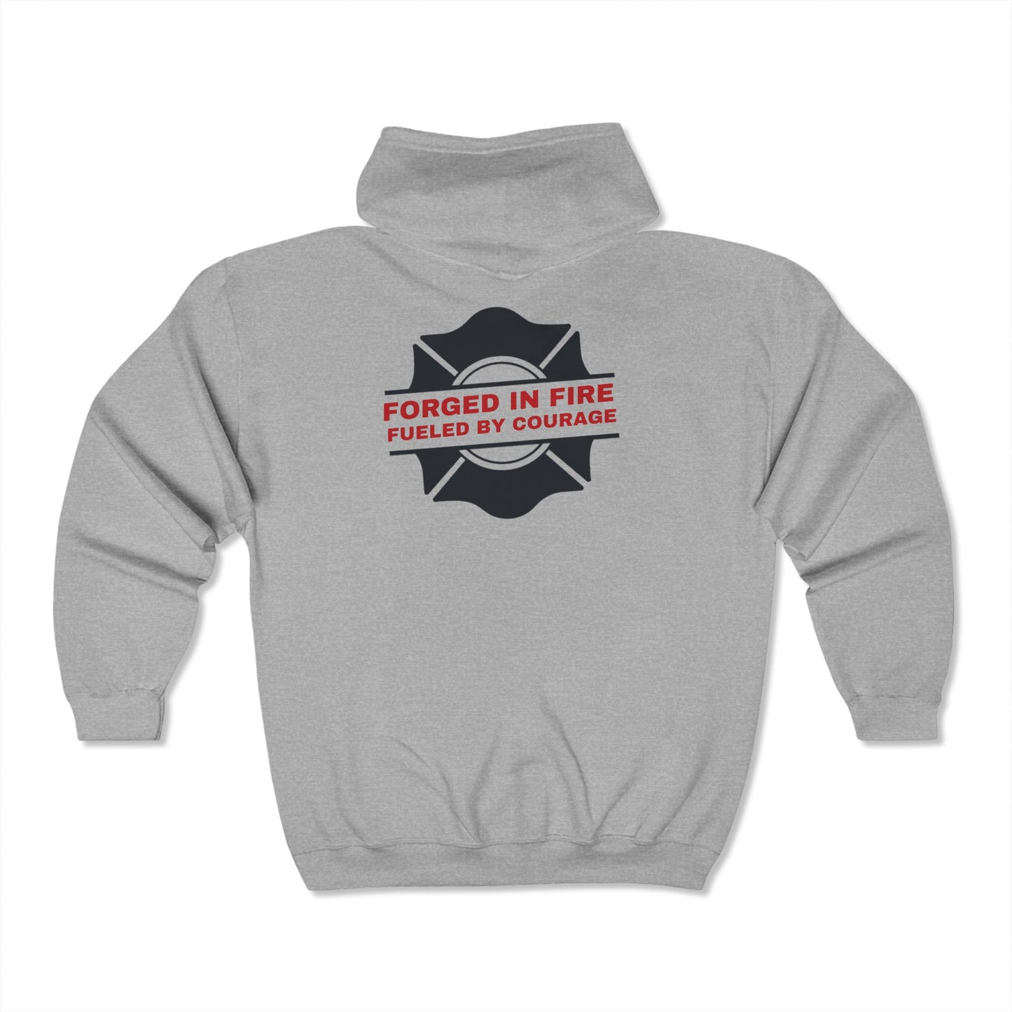 Firefighter Unisex Full Zip Hooded Sweatshirt – Forged in fire, fueled by courage