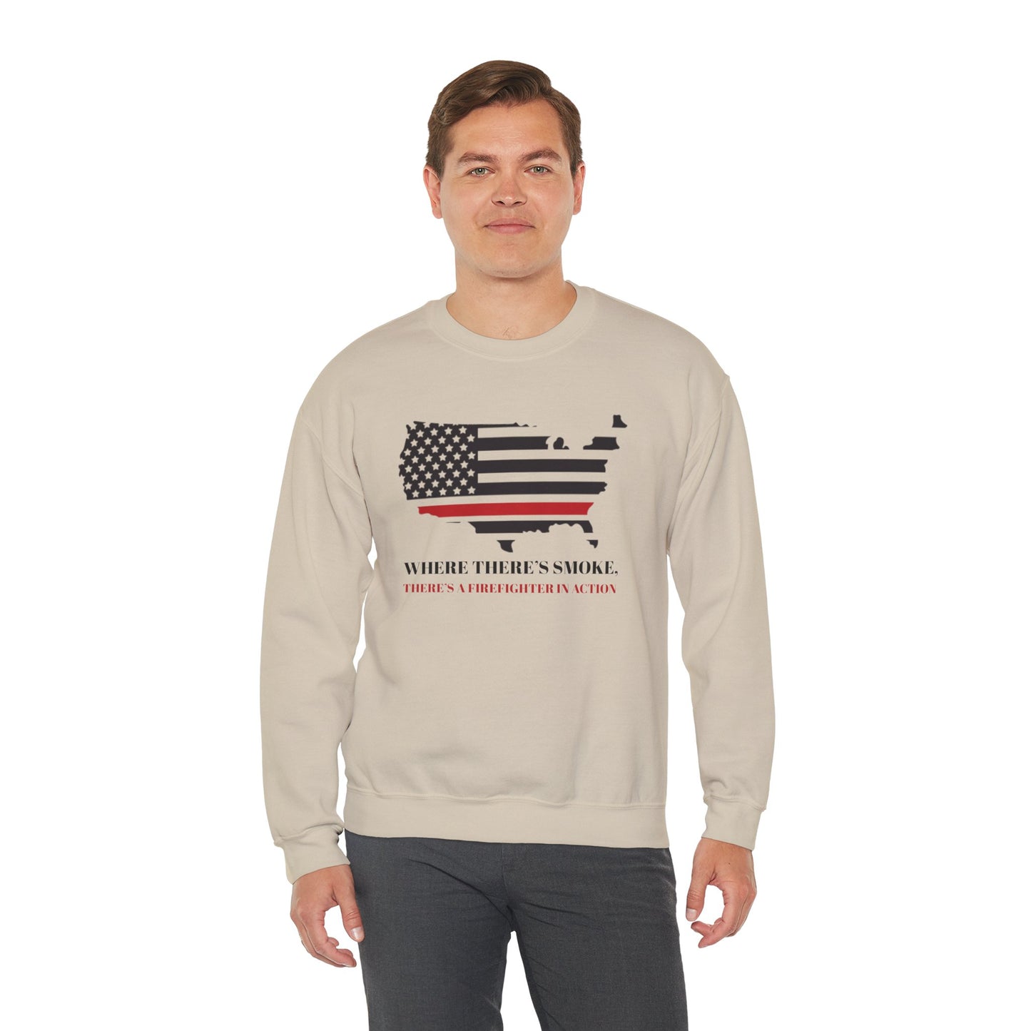 Firefighter Unisex Heavy Blend Crewneck Sweatshirt – Where there’s smoke, there’s a firefighter in action