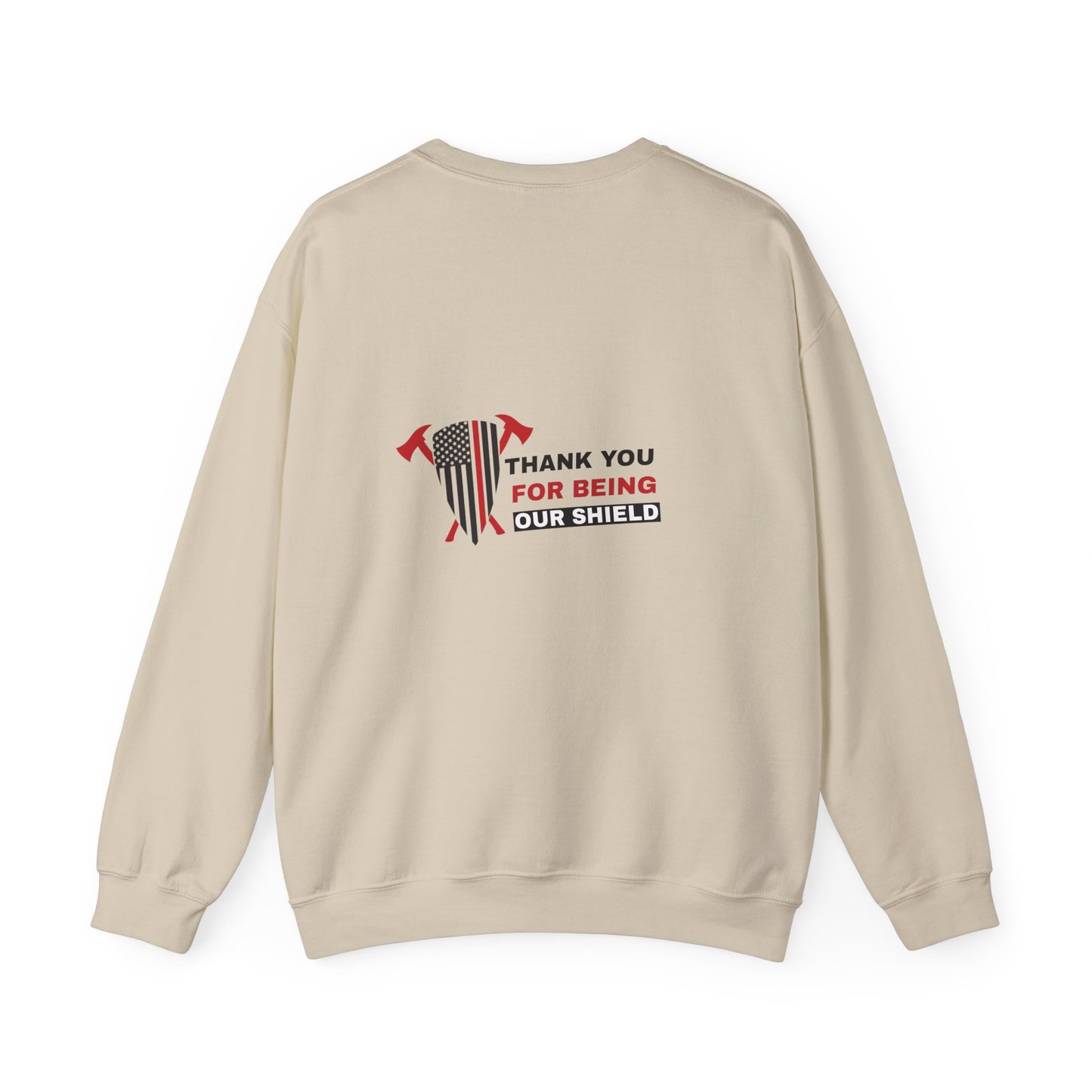 Firefighter Unisex Heavy Blend Crewneck Sweatshirt – Thank you for being our shield