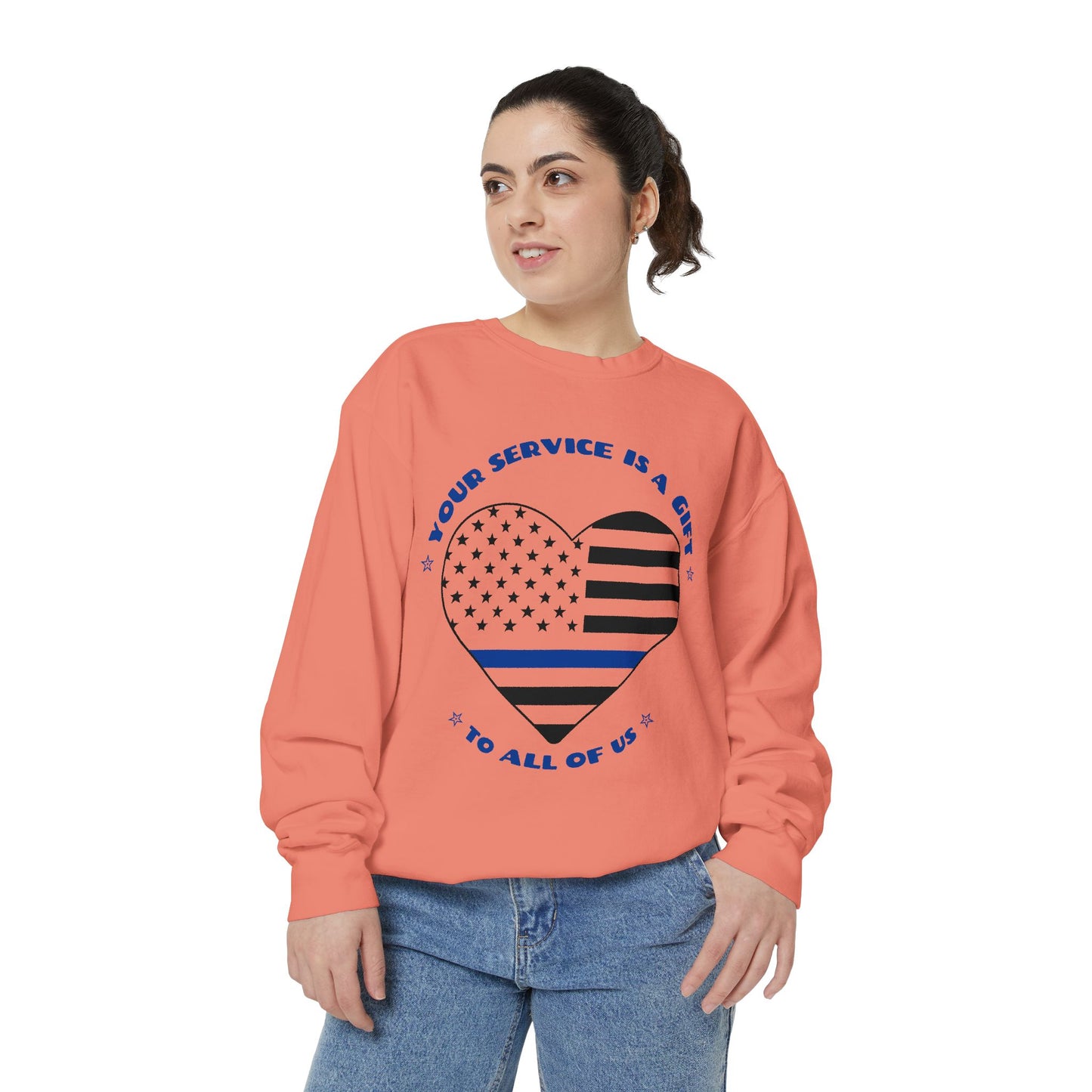 Police Unisex Garment-Dyed Sweatshirt – Your service is a gift to all of us