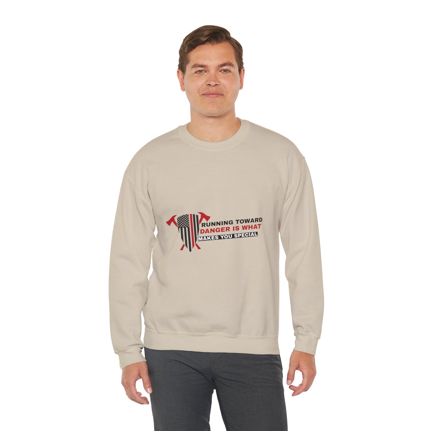 Firefighter Unisex Heavy Blend Crewneck Sweatshirt – Running toward danger is what makes you special