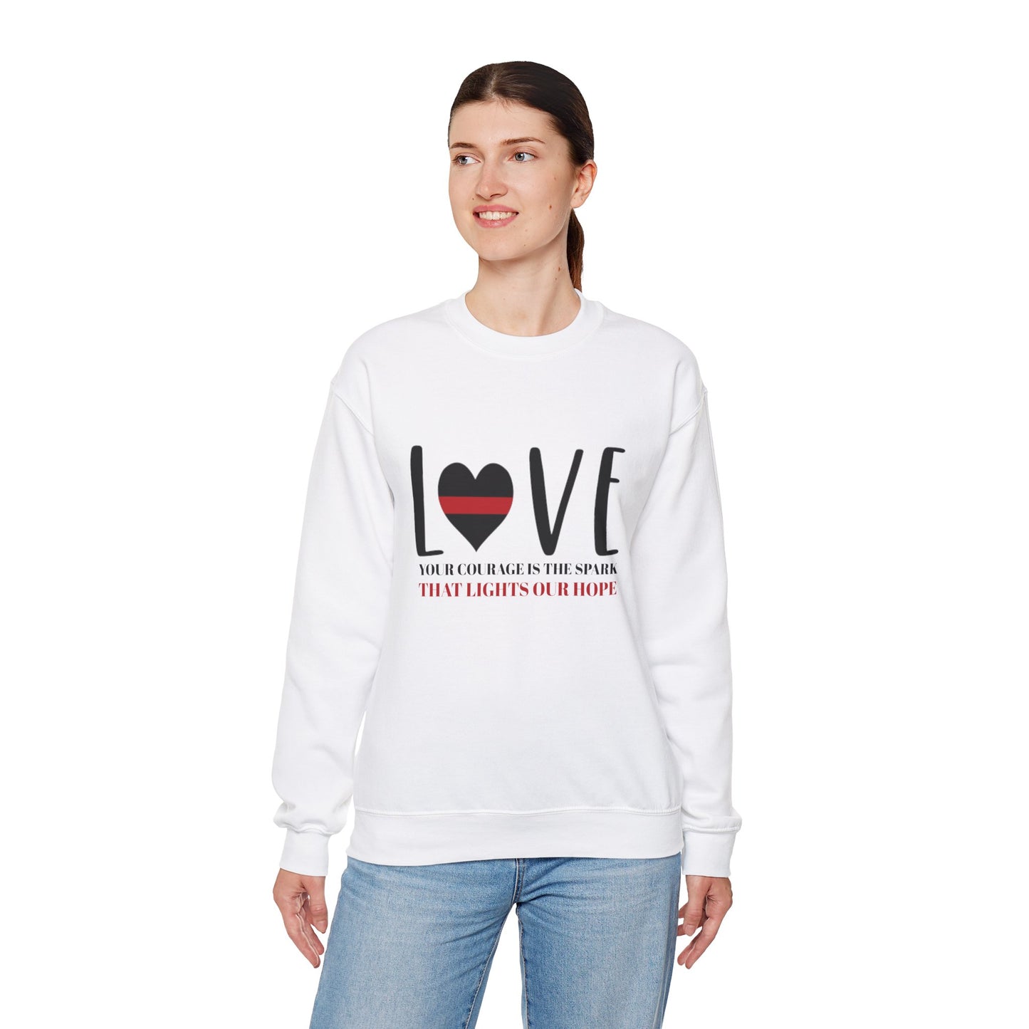 Firefighter Unisex Heavy Blend Crewneck Sweatshirt – Your courage is the spark that lights our hope