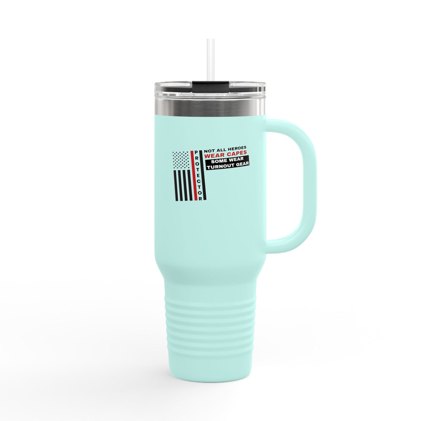 Firefighter Insulated Travel Mug, 40oz – Not all heroes wear capes—some wear turnout gear