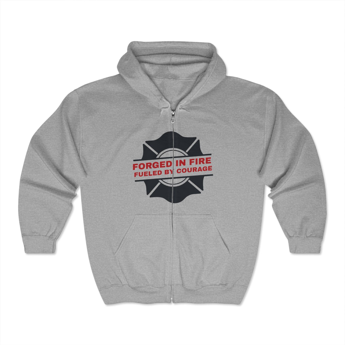 Firefighter Unisex Full Zip Hooded Sweatshirt – Forged in fire, fueled by courage