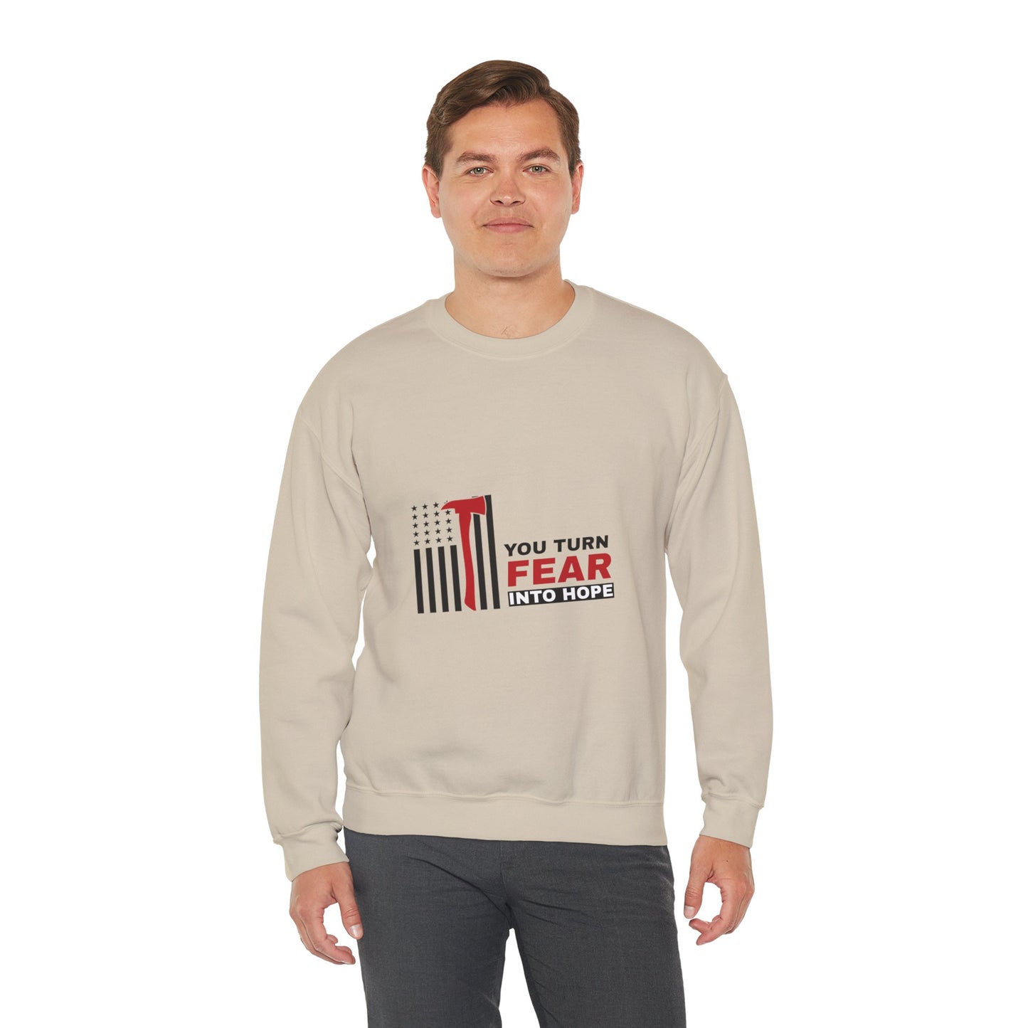 Firefighter Unisex Heavy Blend Crewneck Sweatshirt – You turn fear into hope