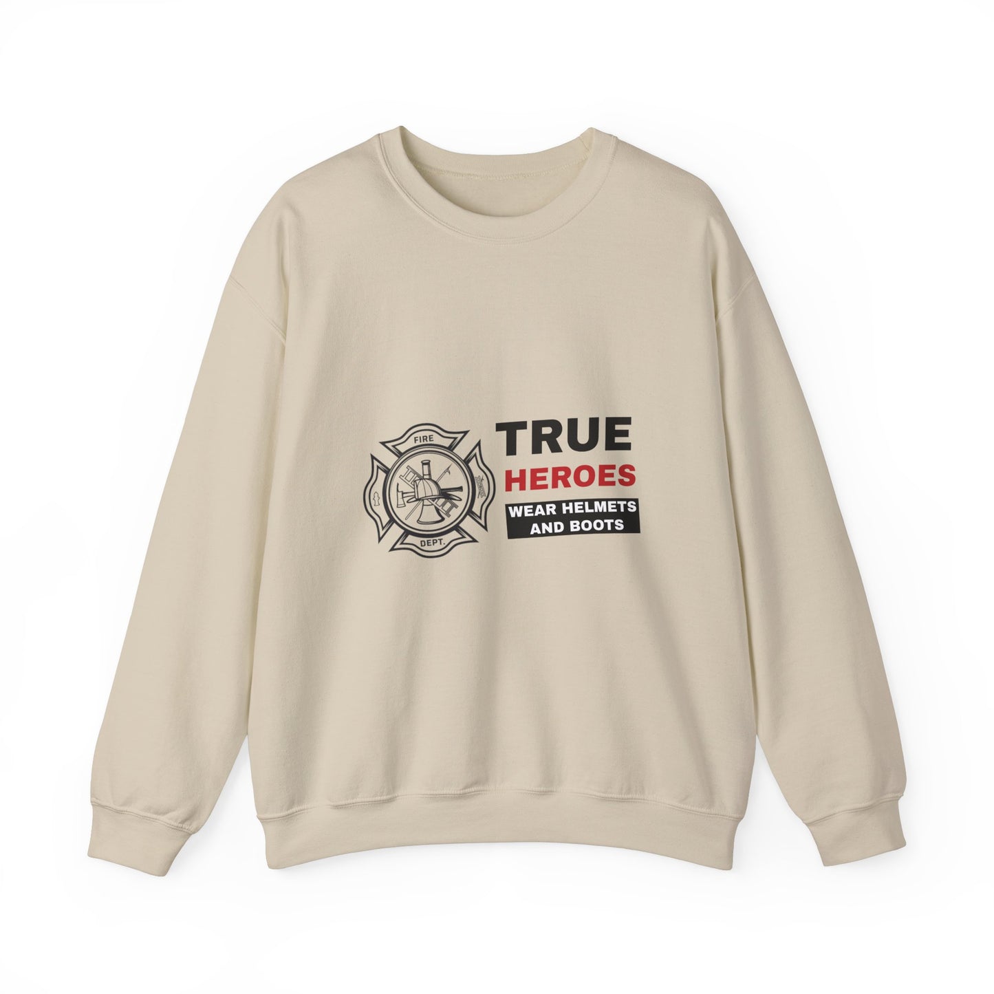 Firefighter Unisex Heavy Blend Crewneck Sweatshirt – True heroes wear helmets and boots