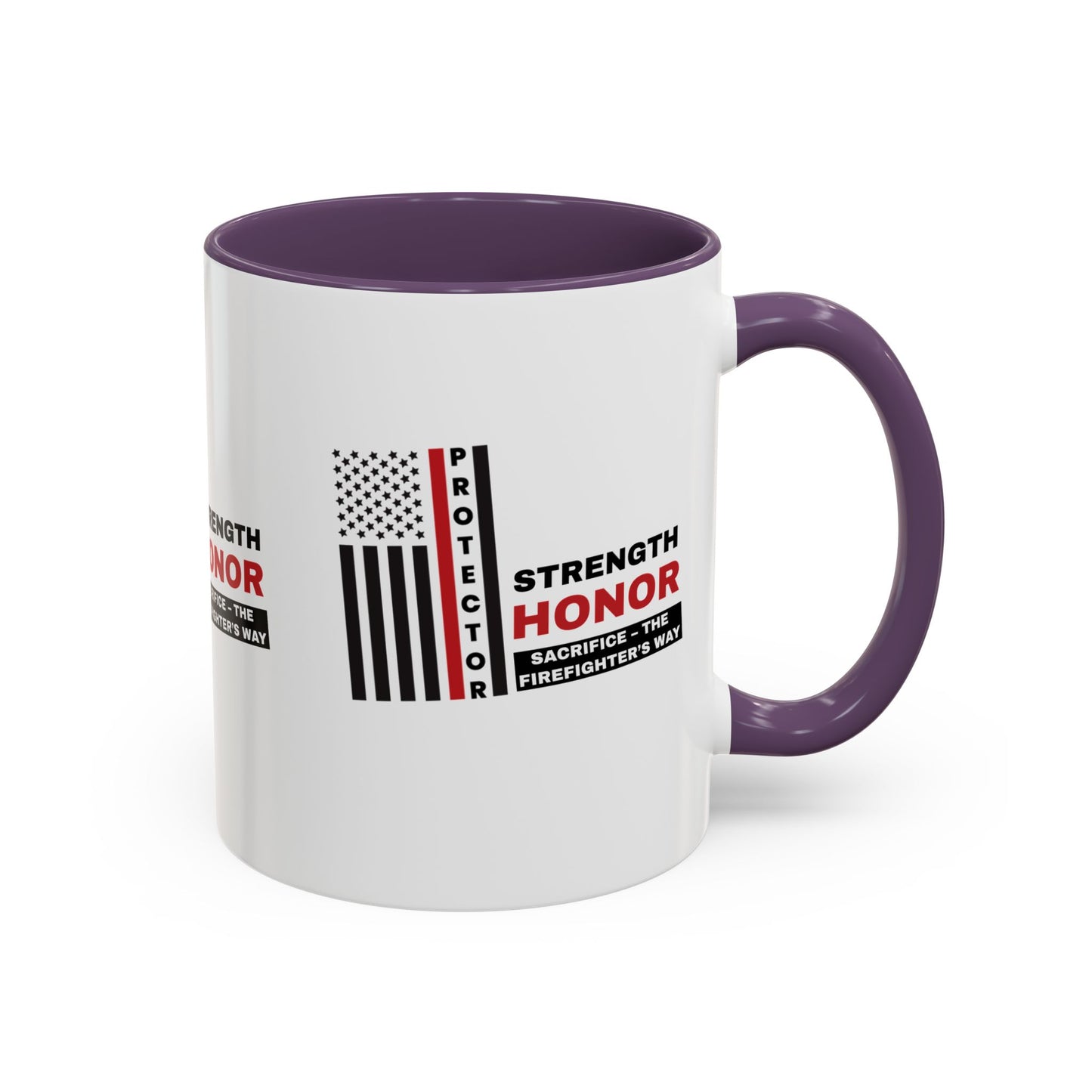 Firefighter Accent Coffee Mug – Strength, honor, sacrifice – the firefighter’s way