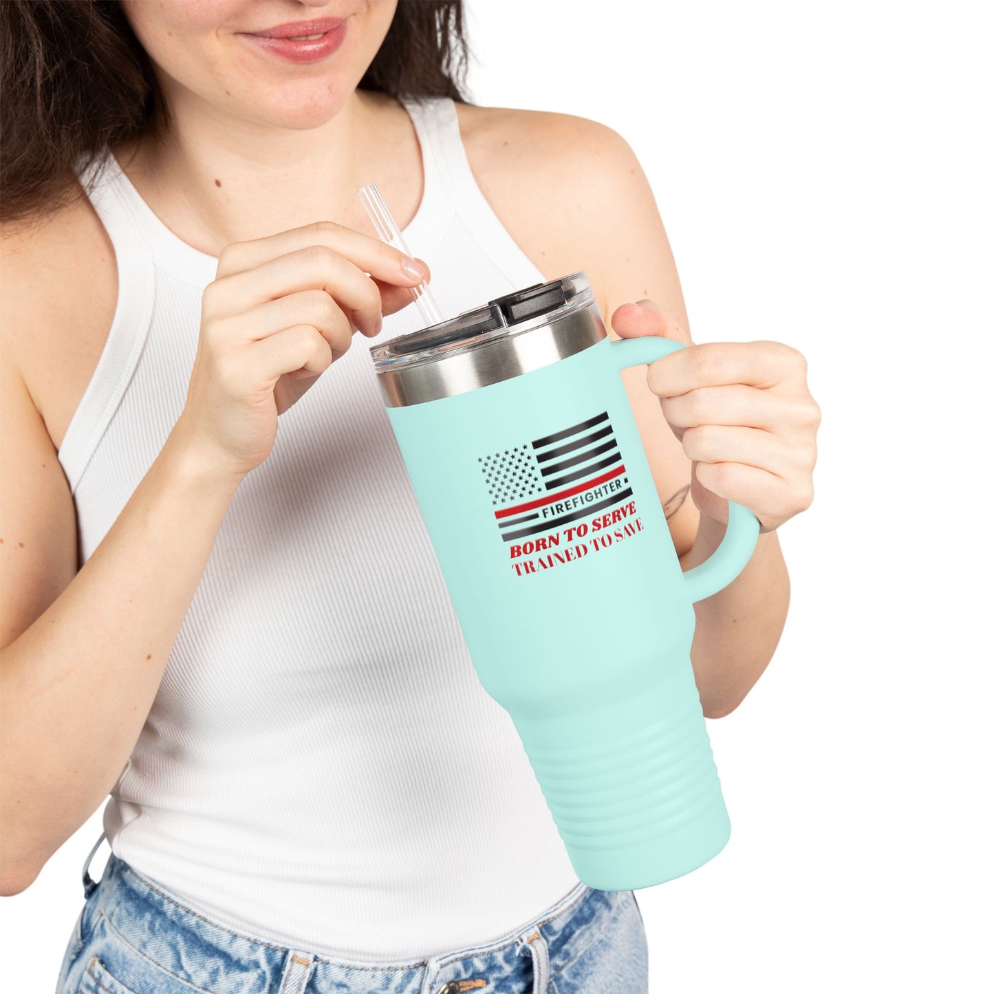 Firefighter Insulated Travel Mug, 40oz – Born to serve, trained to save