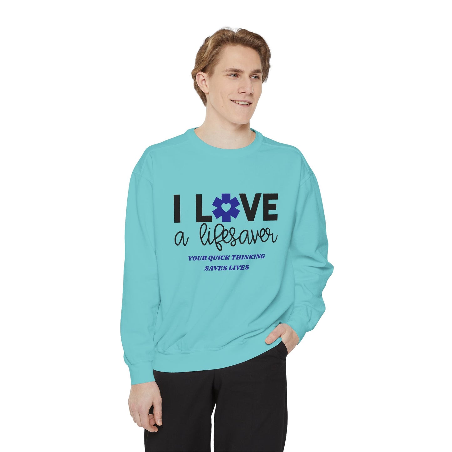 EMS Unisex Garment-Dyed Sweatshirt –Your quick thinking saves lives