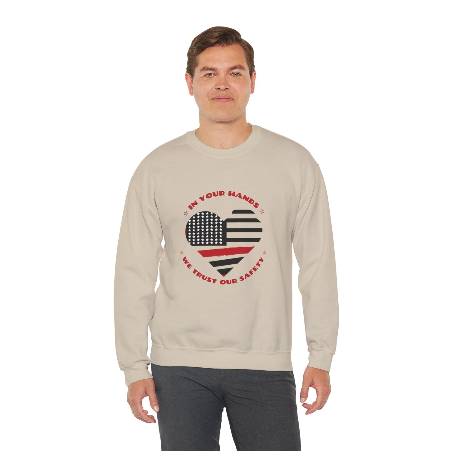 Firefighter Unisex Heavy Blend Crewneck Sweatshirt – In your hands, we trust our safety