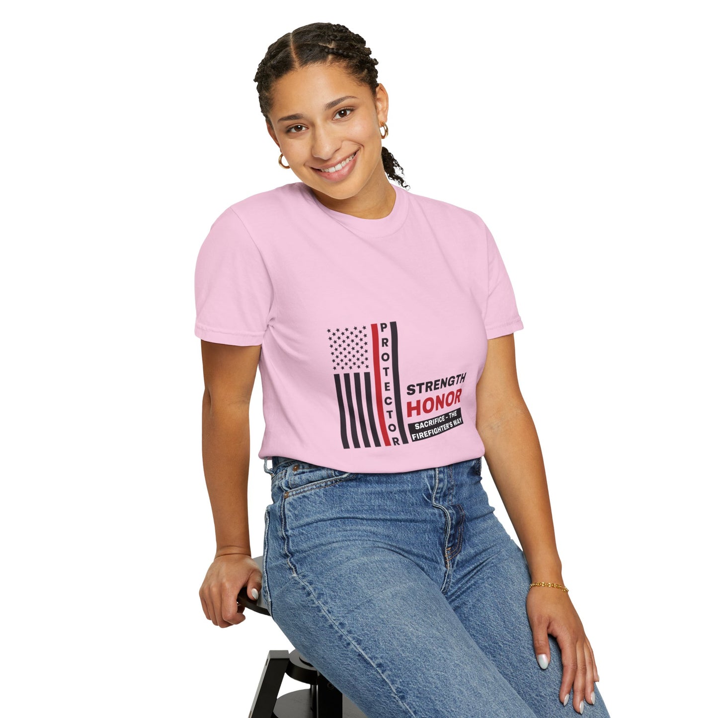 Firefighter Unisex Garment-Dyed T-Shirt – Strength, honor, sacrifice – the firefighter’s way
