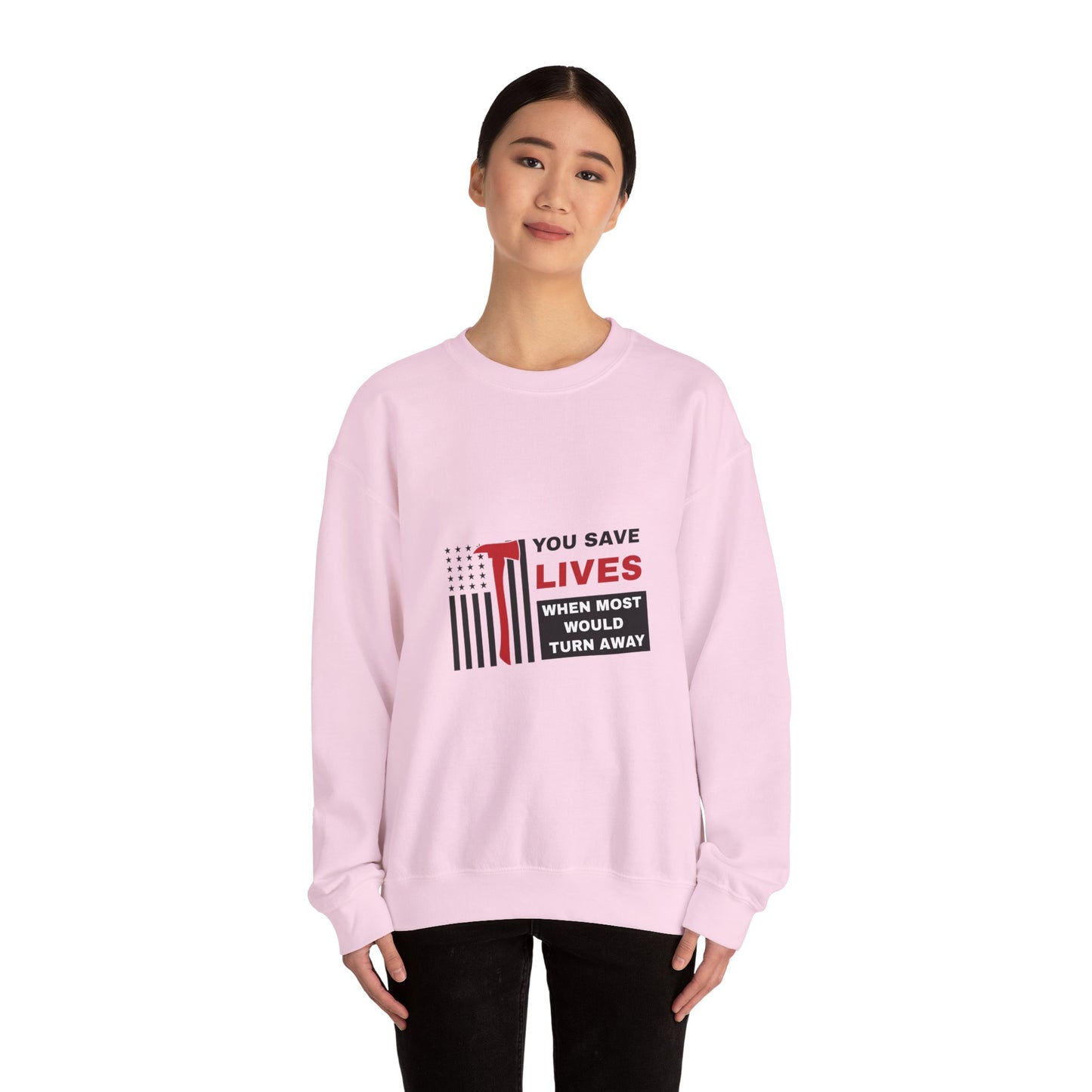 Firefighter Unisex Heavy Blend Crewneck Sweatshirt – You save lives when most would turn away