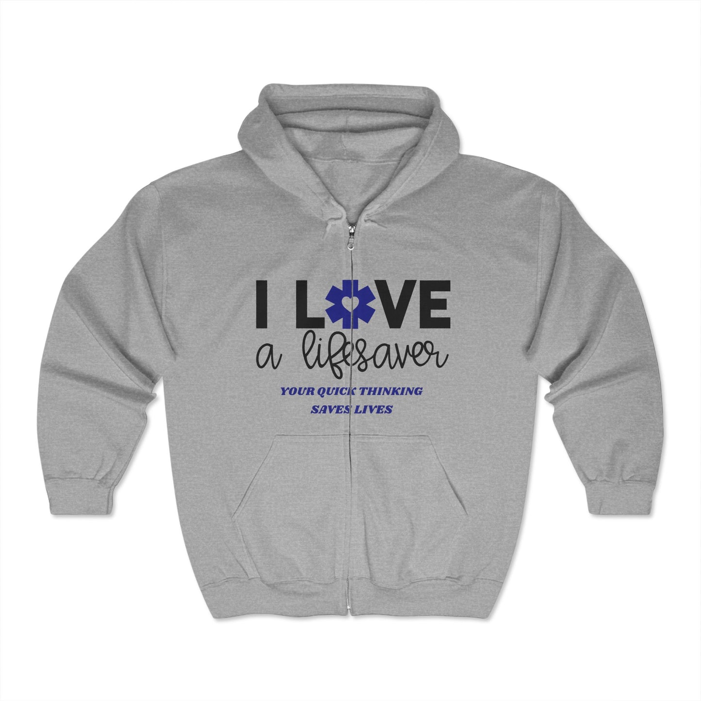 EMS Unisex Full Zip Hooded Sweatshirt – Your quick thinking saves lives