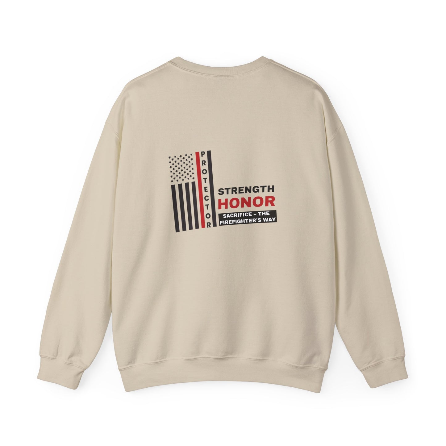 Firefighter Unisex Heavy Blend Crewneck Sweatshirt – Strength, honor, sacrifice – the firefighter’s way