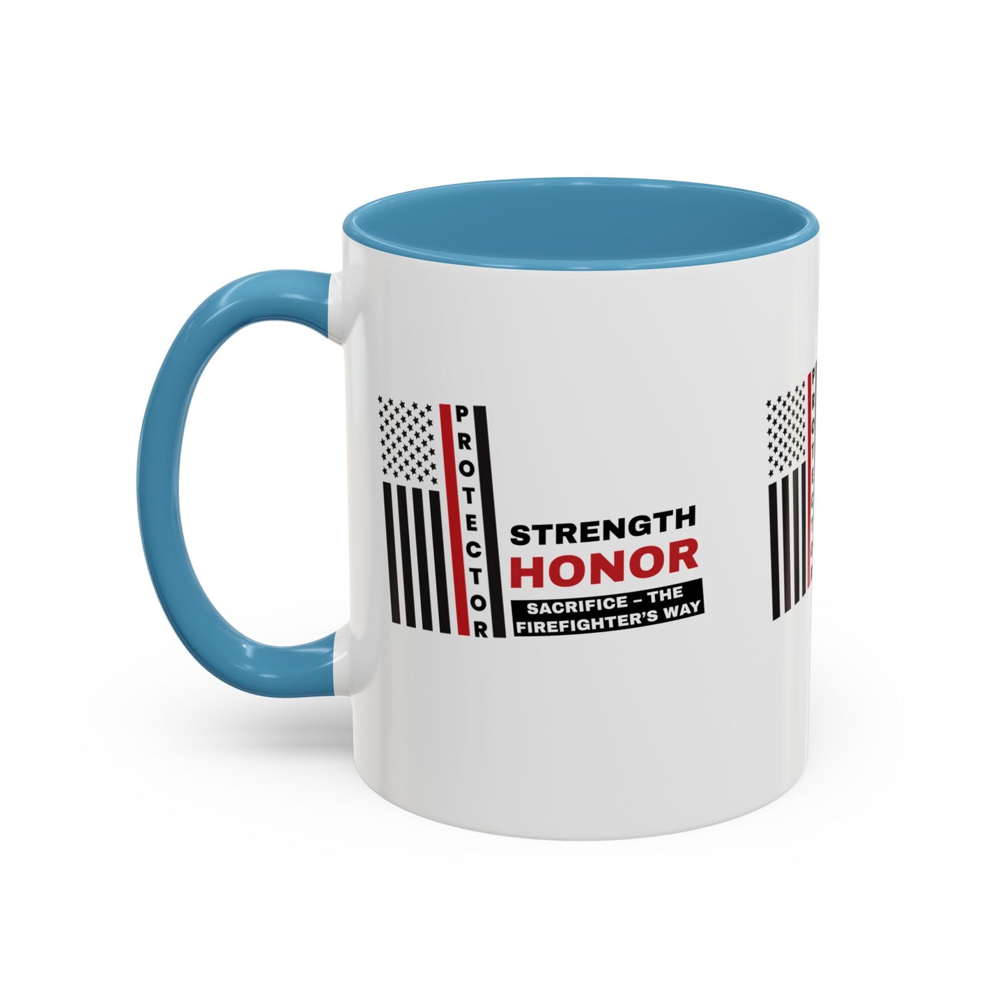 Firefighter Accent Coffee Mug – Strength, honor, sacrifice – the firefighter’s way