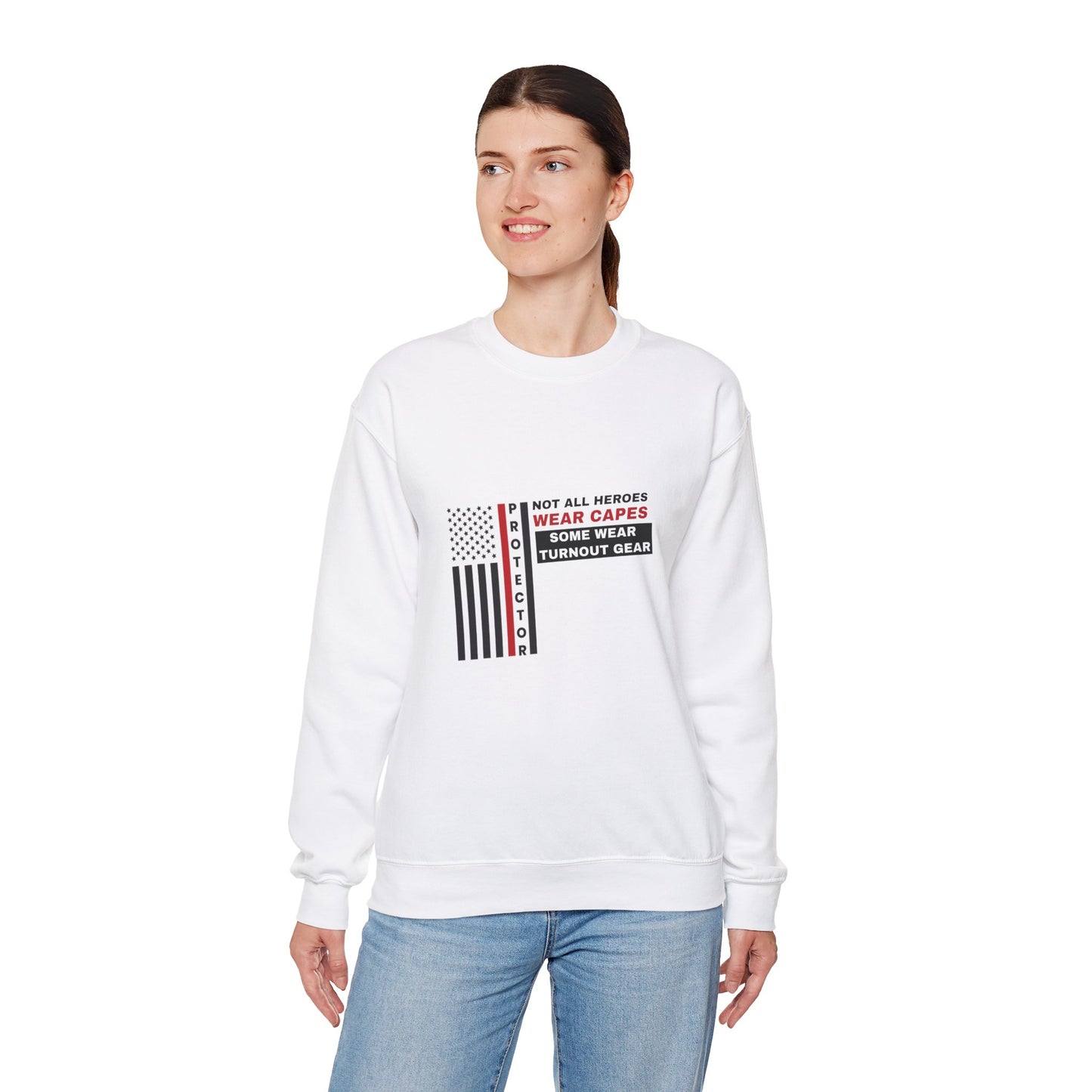 Firefighter Unisex Heavy Blend Crewneck Sweatshirt – Not all heroes wear capes—some wear turnout gear