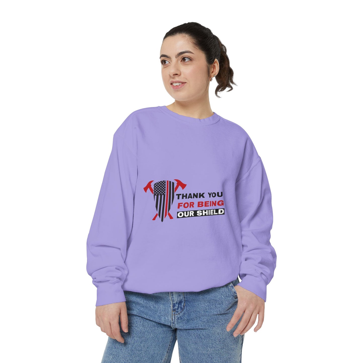 Firefighter Unisex Garment-Dyed Sweatshirt – Thank you for being our shield