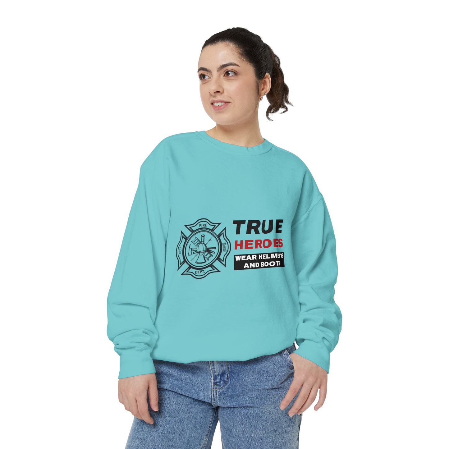 Firefighter Unisex Garment-Dyed Sweatshirt – True heroes wear helmets and boots