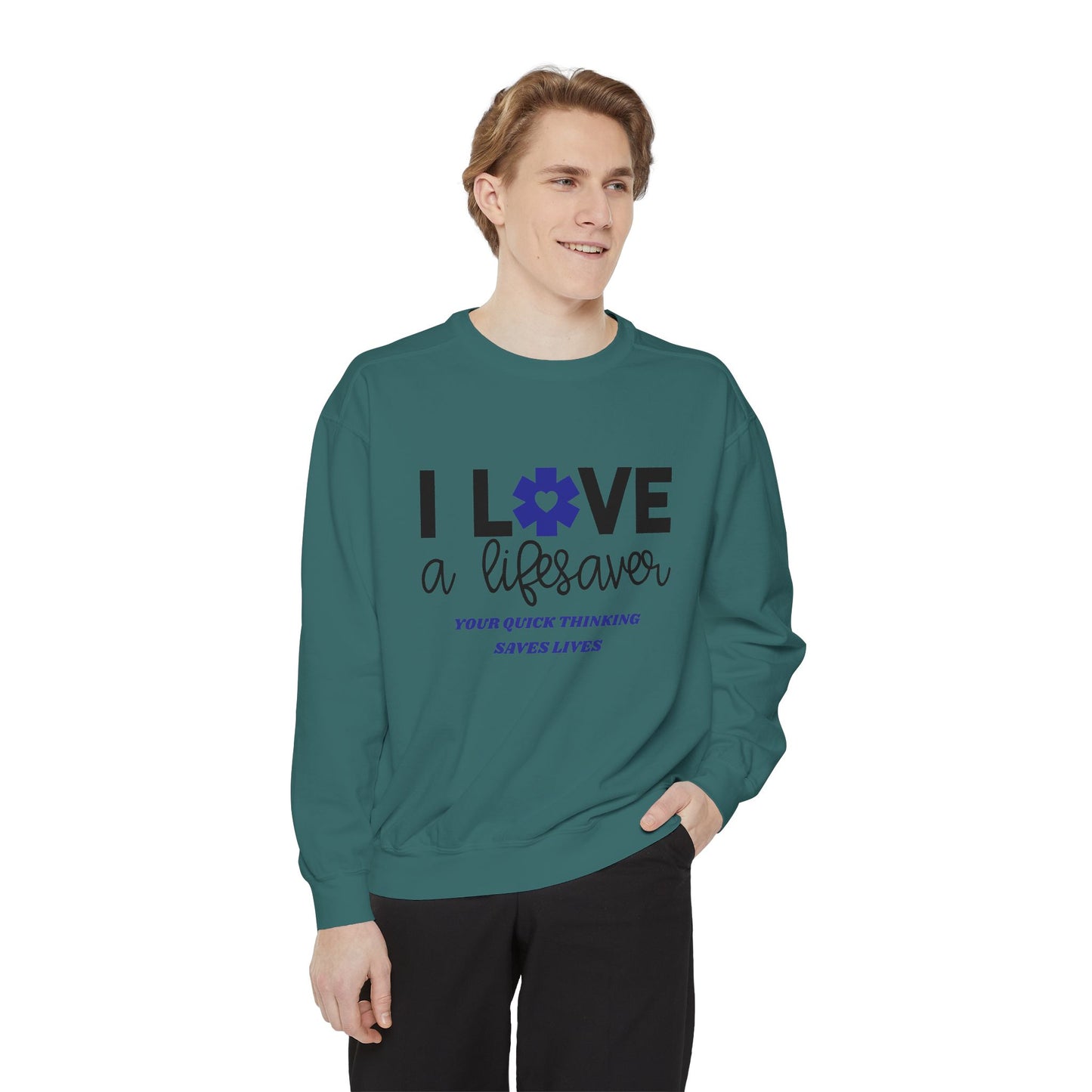 EMS Unisex Garment-Dyed Sweatshirt –Your quick thinking saves lives