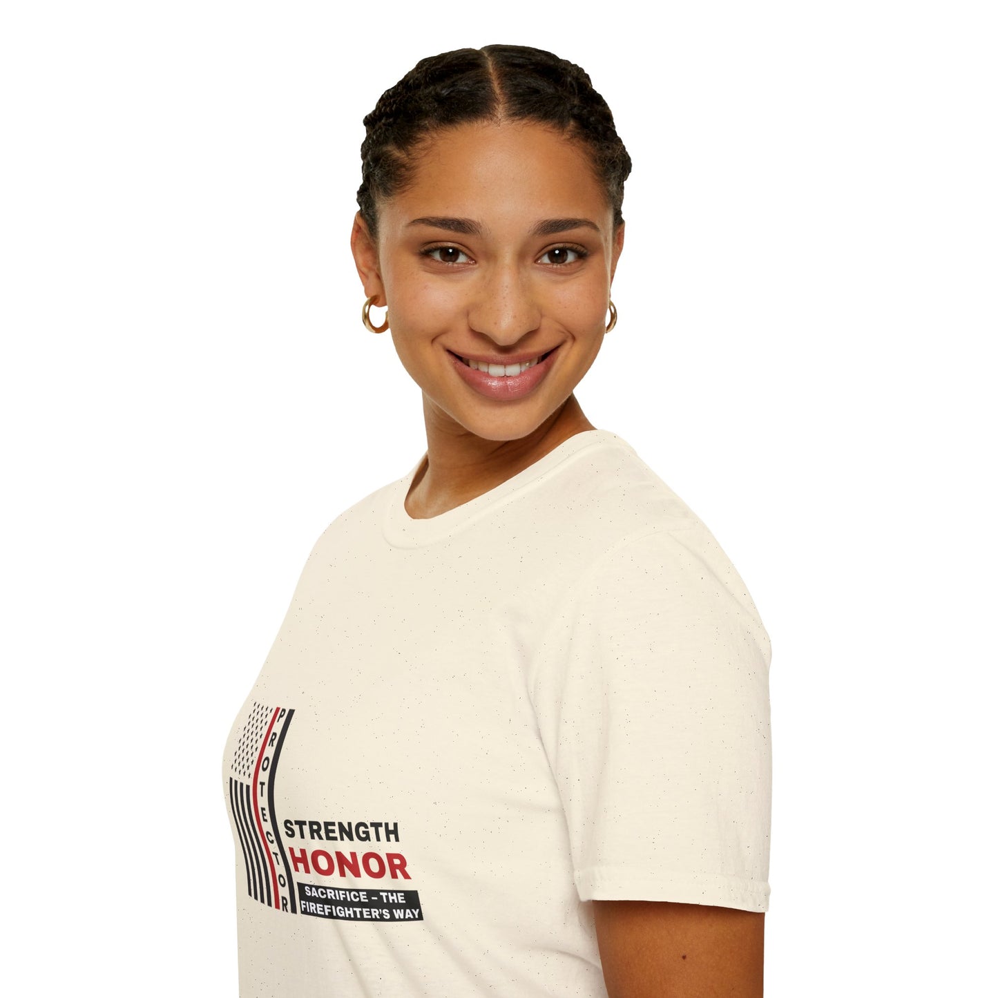 Firefighter Softstyle T-Shirt – Strength, honor, sacrifice – the firefighter’s way