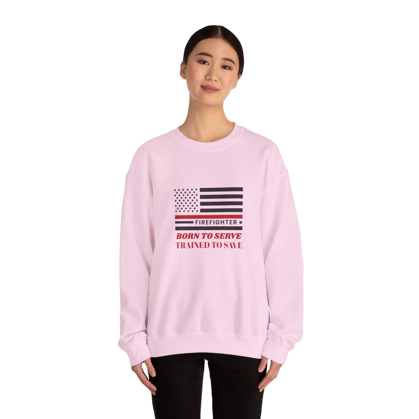 Firefighter Unisex Heavy Blend Crewneck Sweatshirt – Born to serve, trained to save