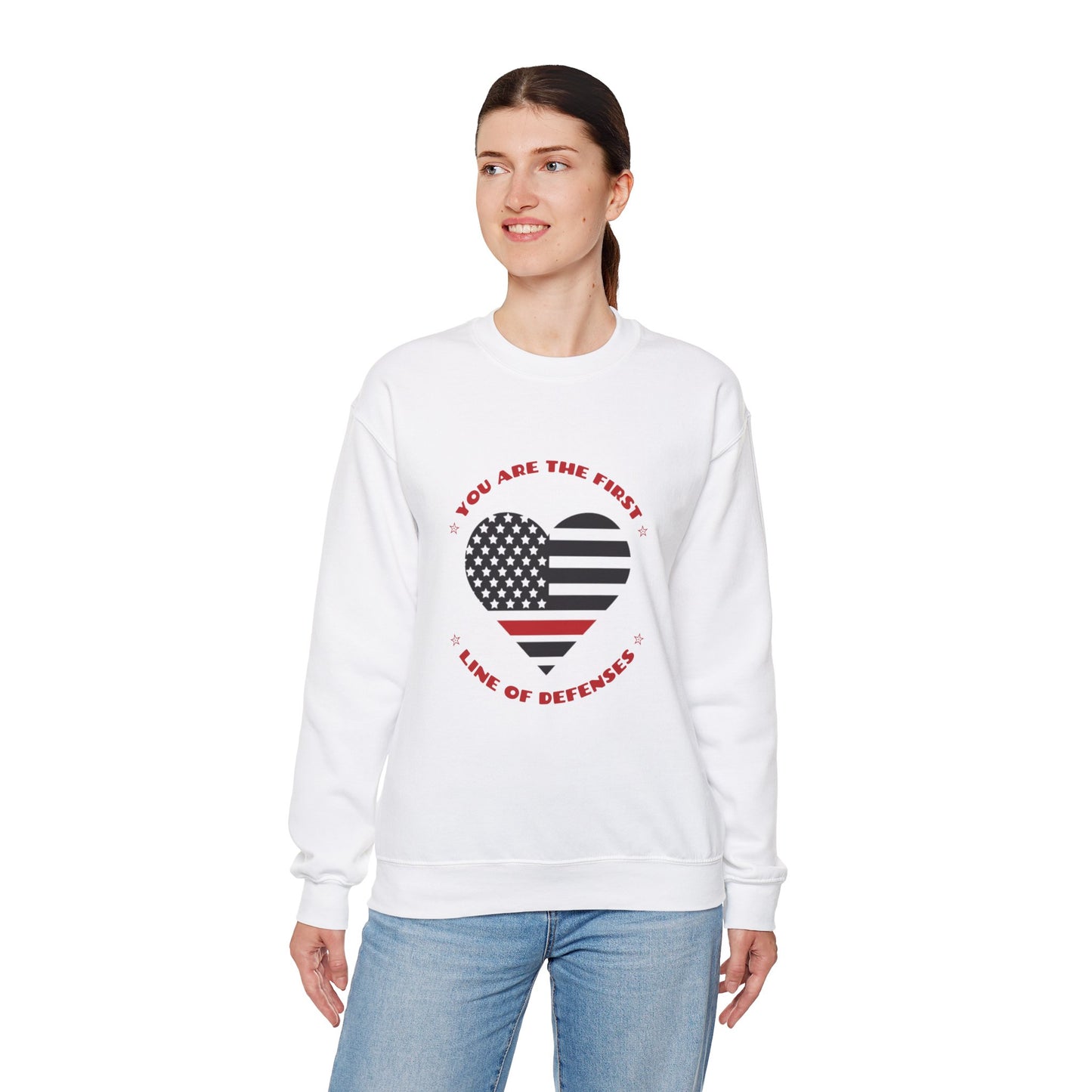 Firefighter Unisex Heavy Blend Crewneck Sweatshirt – You are the first line of defenses