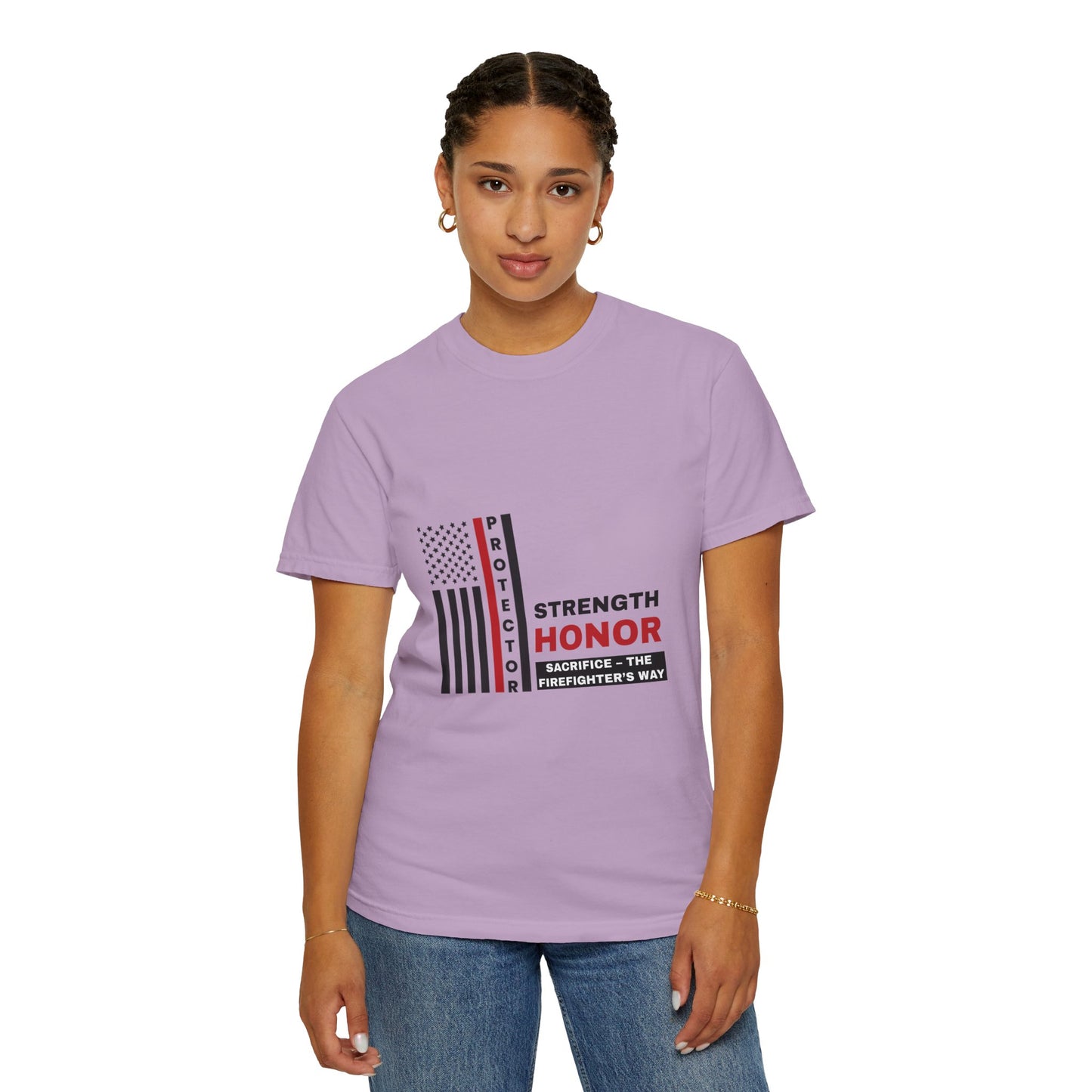 Firefighter Unisex Garment-Dyed T-Shirt – Strength, honor, sacrifice – the firefighter’s way