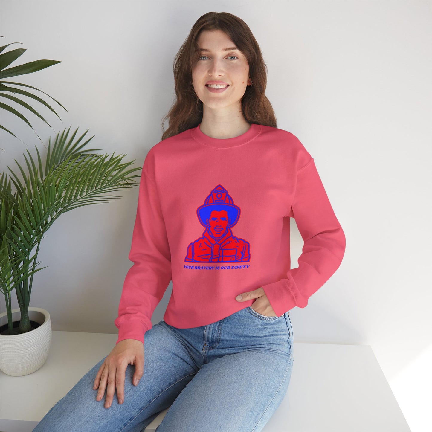Firefighter Unisex Heavy Blend Crewneck Sweatshirt – Your bravery is our safety