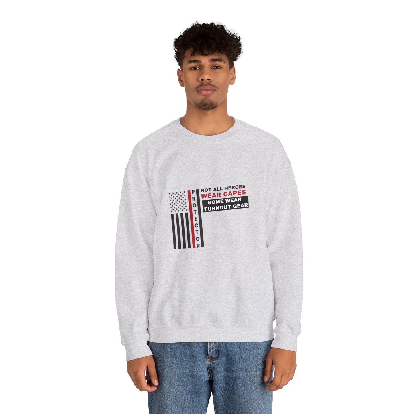 Firefighter Unisex Heavy Blend Crewneck Sweatshirt – Not all heroes wear capes—some wear turnout gear