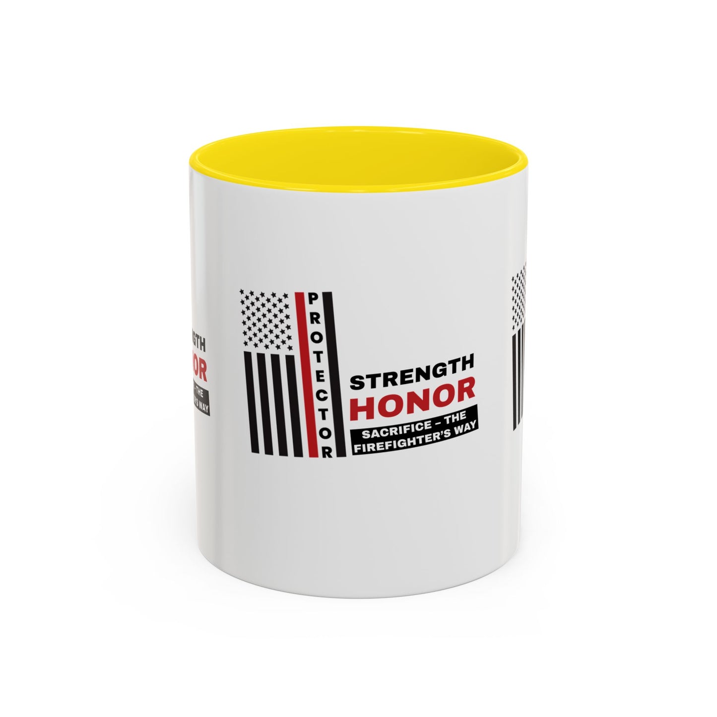 Firefighter Accent Coffee Mug – Strength, honor, sacrifice – the firefighter’s way