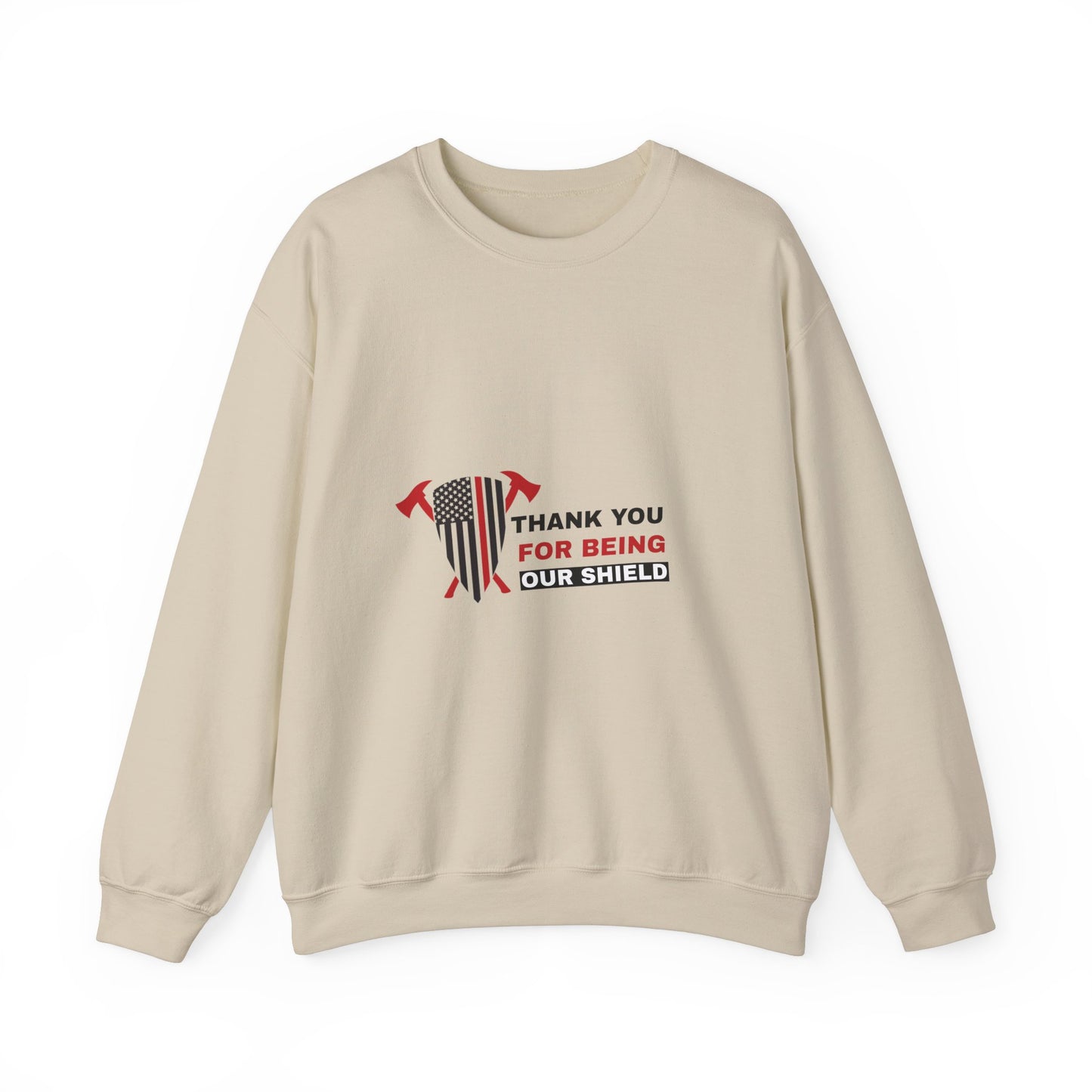 Firefighter Unisex Heavy Blend Crewneck Sweatshirt – Thank you for being our shield