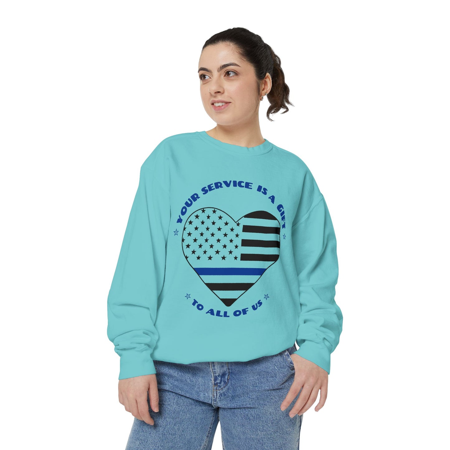 Police Unisex Garment-Dyed Sweatshirt – Your service is a gift to all of us