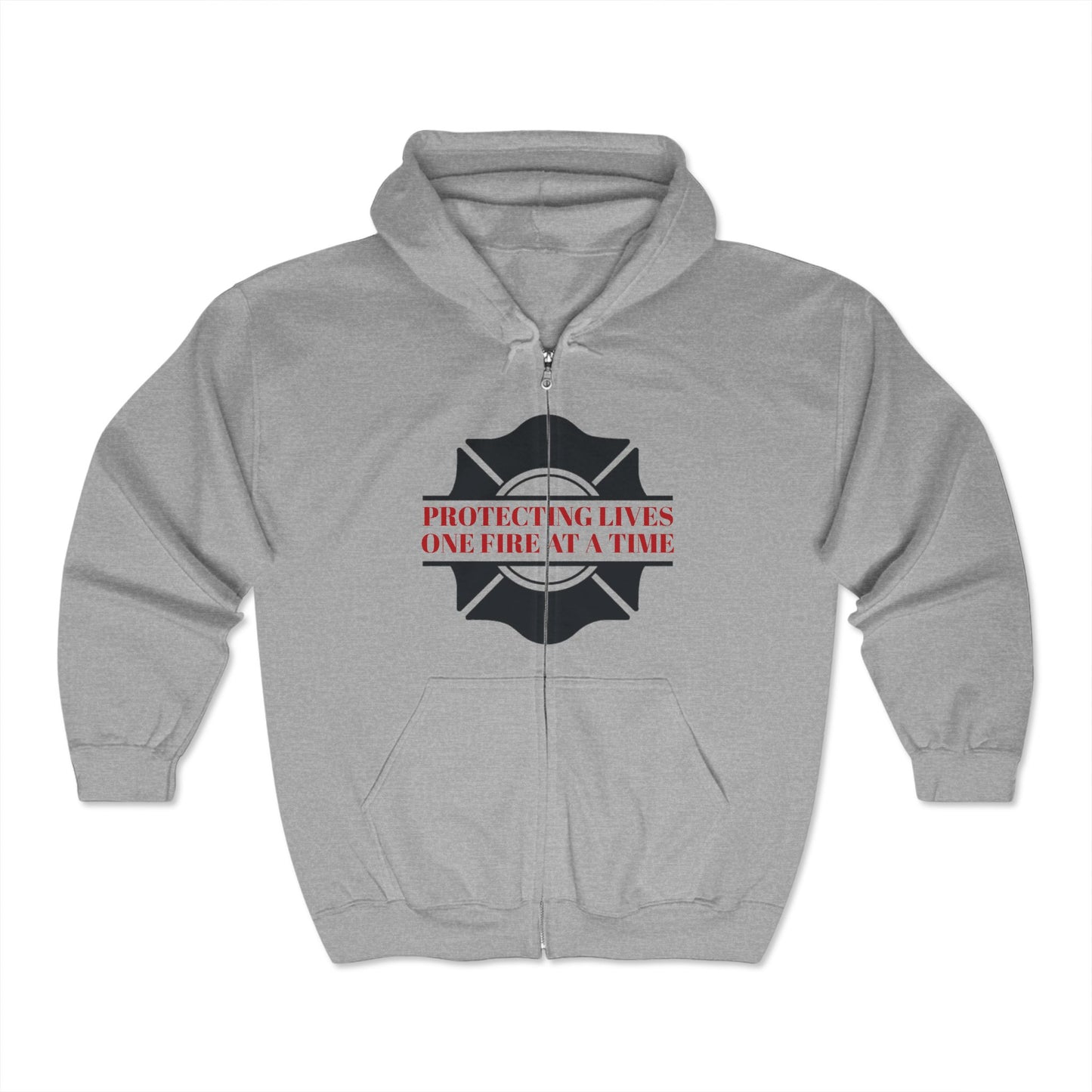 Firefighter Unisex Full Zip Hooded Sweatshirt – Protecting lives, one fire at a time