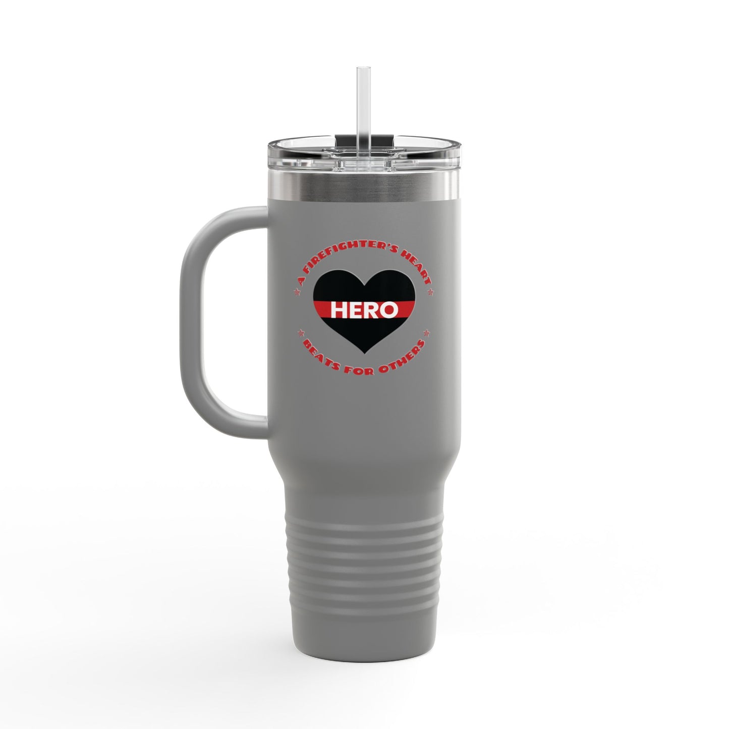 Firefighter Insulated Travel Mug, 40oz – A firefighter’s heart beats for others