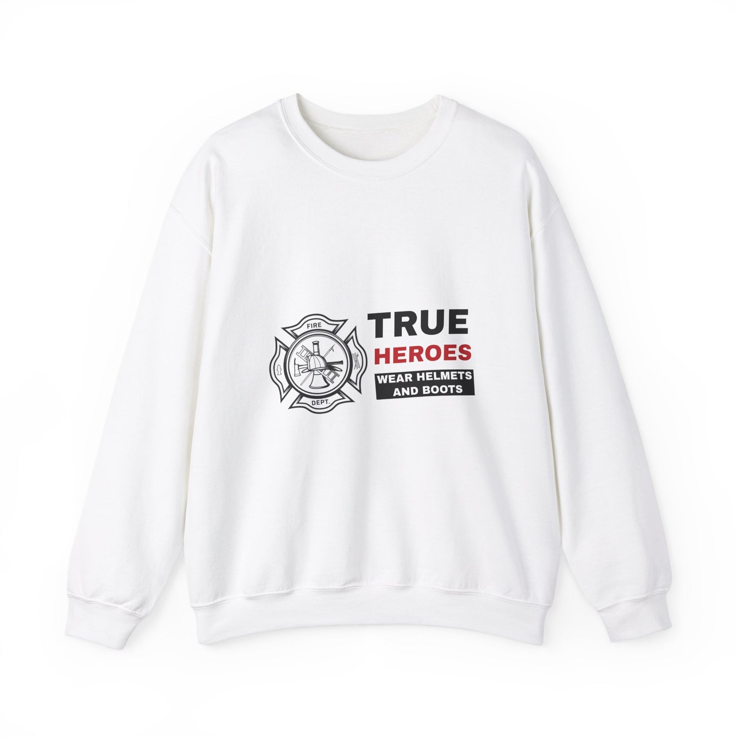 Firefighter Unisex Heavy Blend Crewneck Sweatshirt – True heroes wear helmets and boots