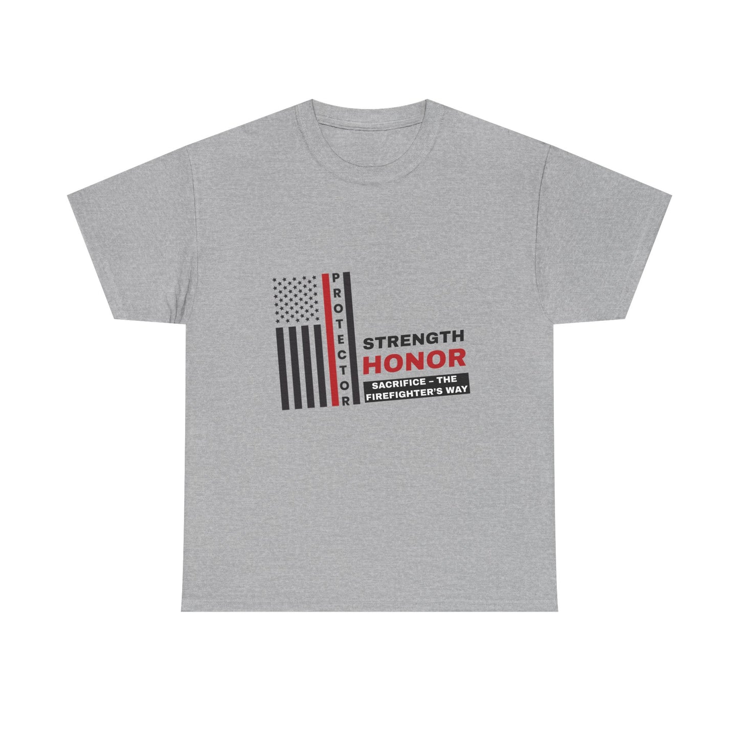 Firefighter Heavy Cotton Tee – Strength, honor, sacrifice – the firefighter’s way