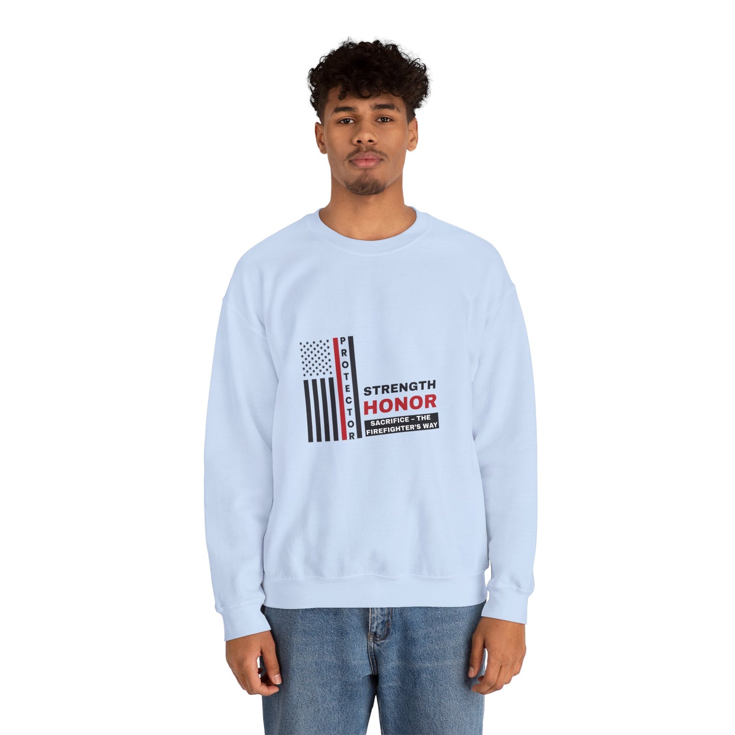 Firefighter Unisex Heavy Blend Crewneck Sweatshirt – Strength, honor, sacrifice – the firefighter’s way