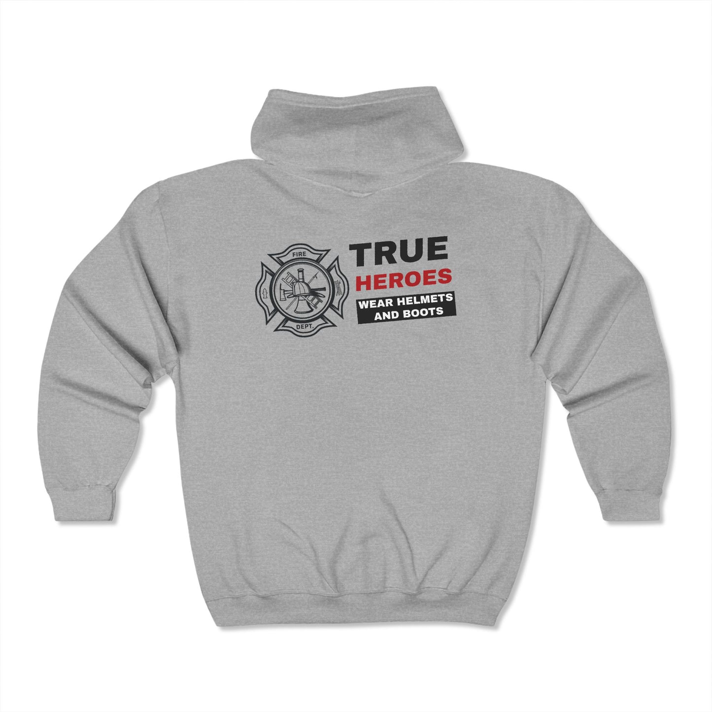 Firefighter Unisex Full Zip Hooded Sweatshirt – True heroes wear helmets and boots