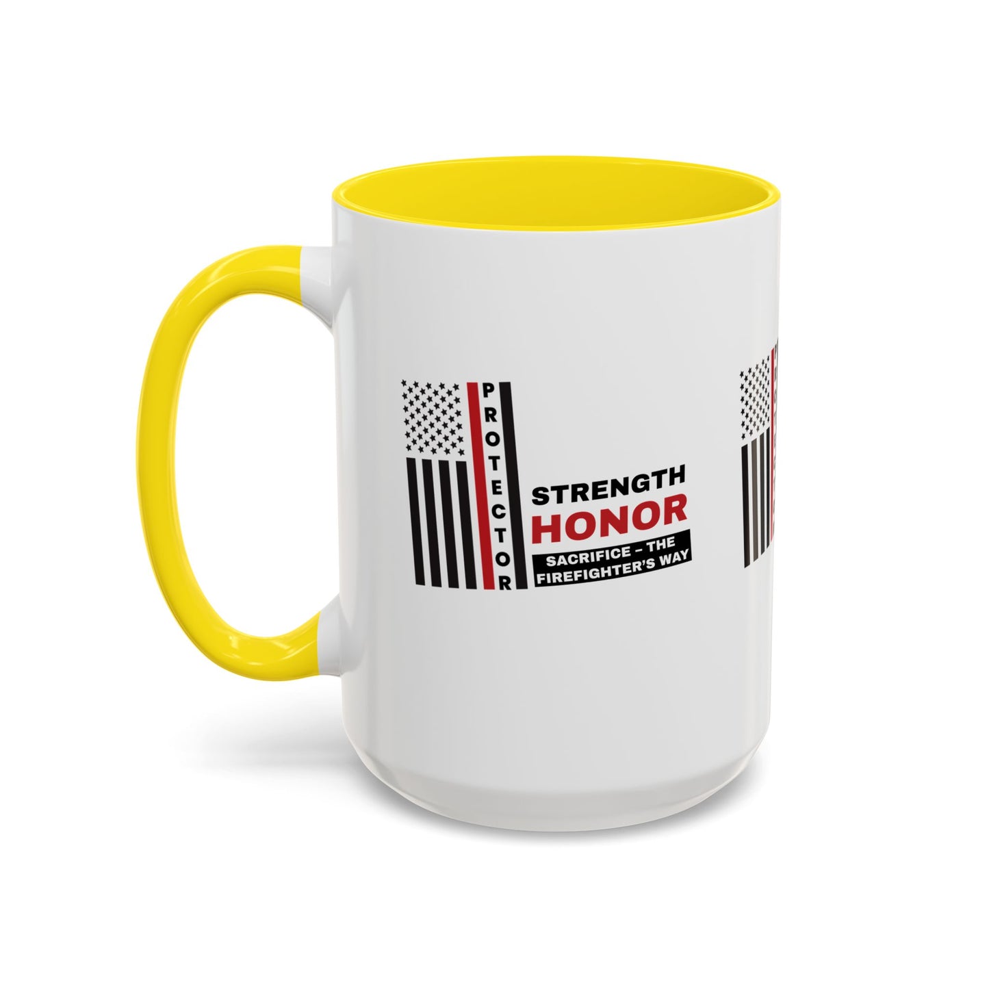 Firefighter Accent Coffee Mug – Strength, honor, sacrifice – the firefighter’s way