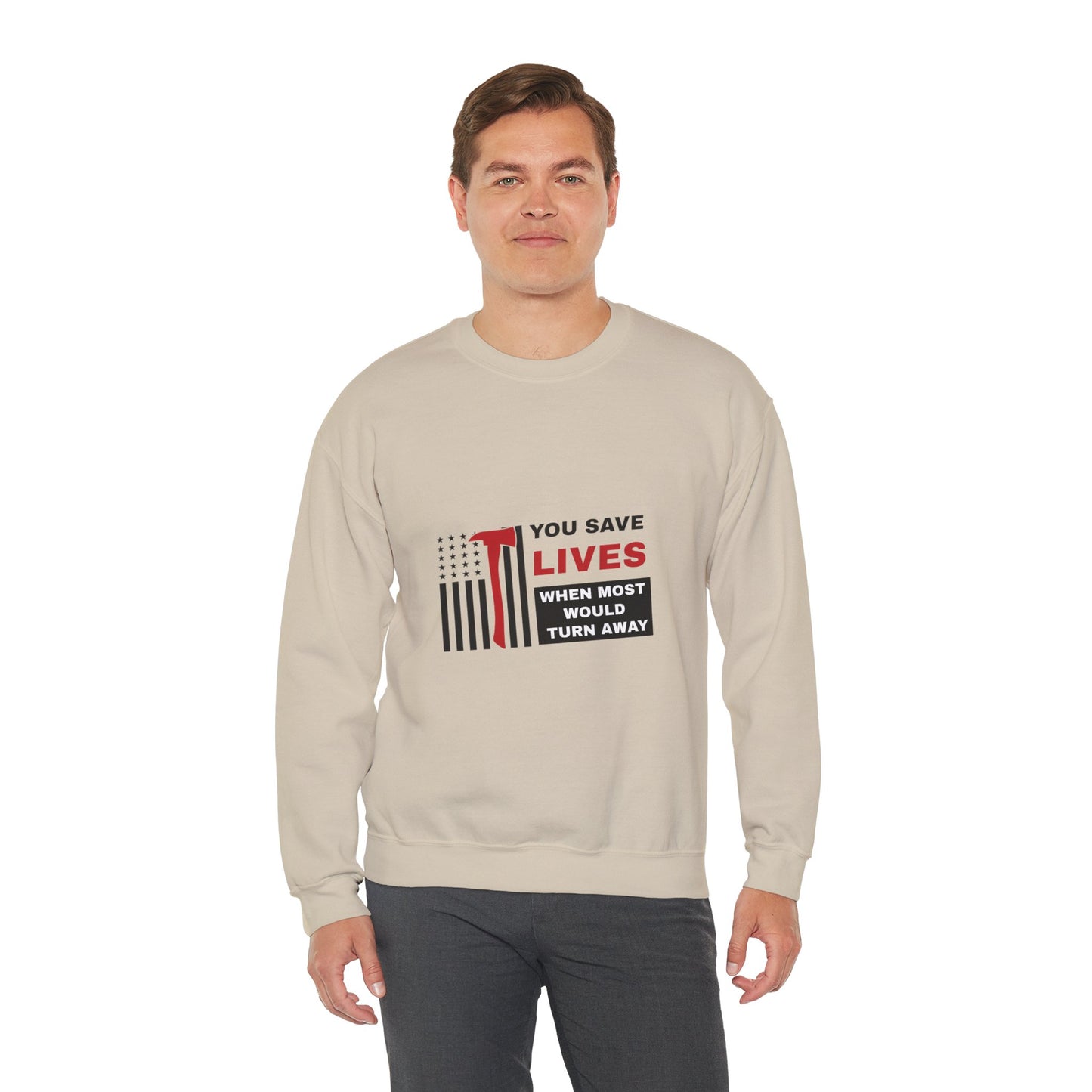 Firefighter Unisex Heavy Blend Crewneck Sweatshirt – You save lives when most would turn away