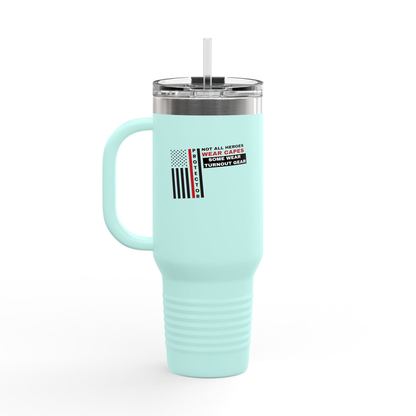 Firefighter Insulated Travel Mug, 40oz – Not all heroes wear capes—some wear turnout gear
